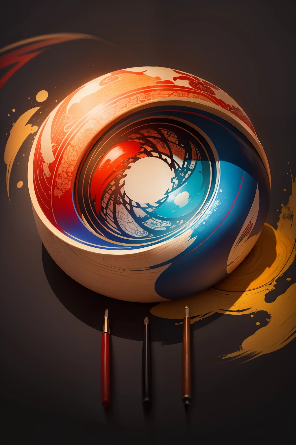 Center the two Chinese characters "Yansu",Depicting a colorful world with very fine brushes