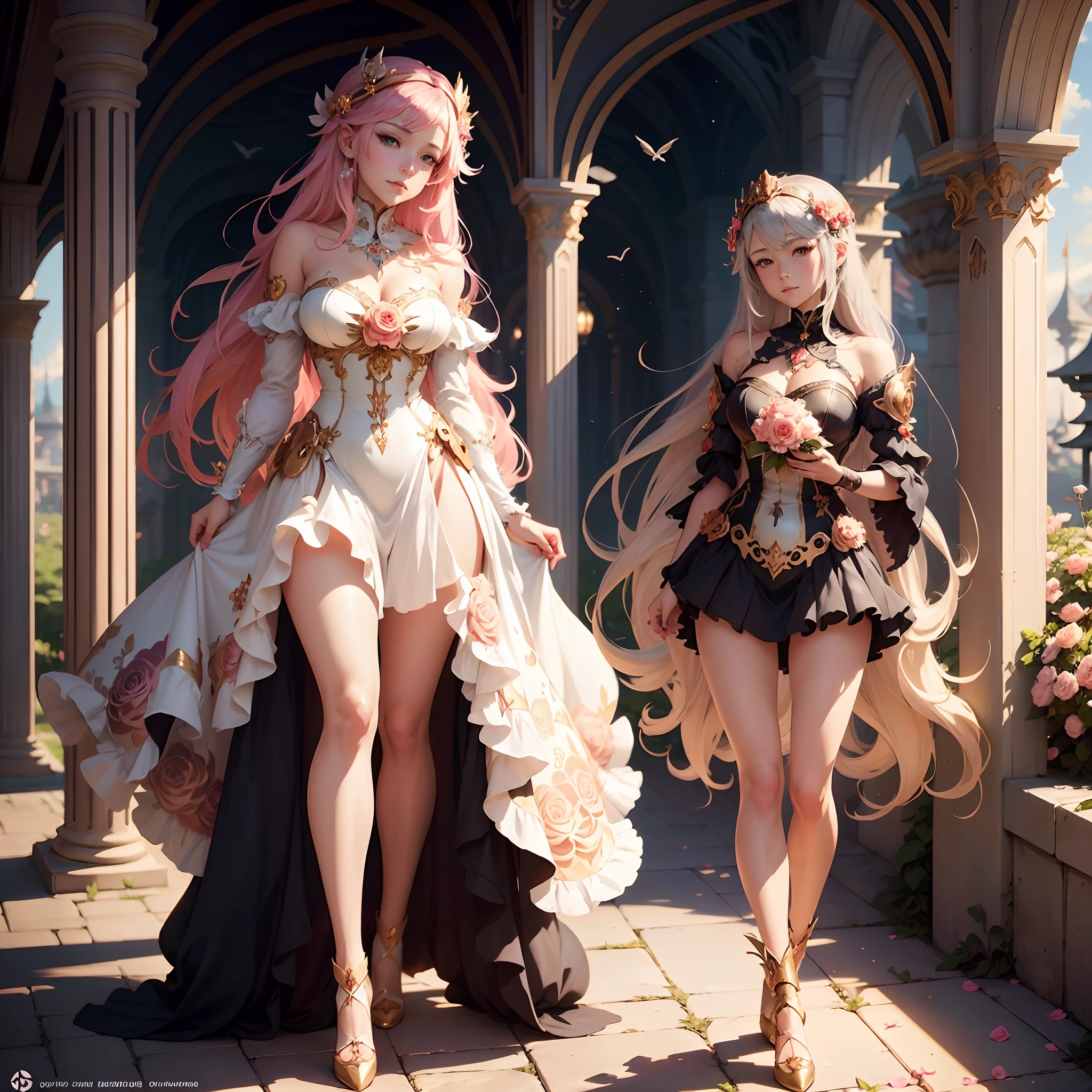 Anime girl with roses in her hair and bird in her hand, Alphonse mucha and rossdraws, ((a beautiful fantasy empress)), Digital art on Pisif , Pisif, Anime fantasy illustration, beautiful fantasy anime, Guviz, Guweiz in Pixiv ArtStation, crown of mechanical peach roses, Beautiful anime artwork, Anime goddess --auto