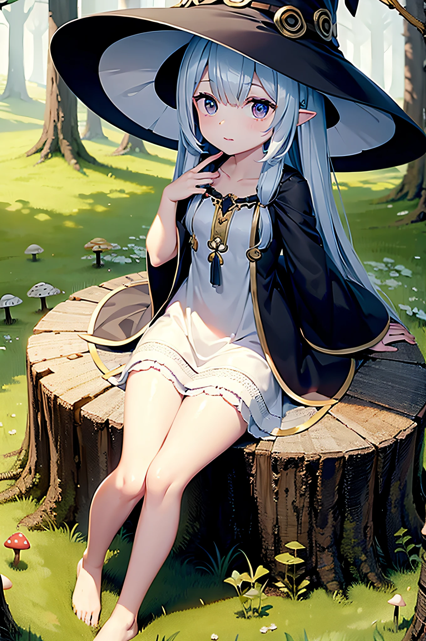 Mushroom forest Witch Girl witch's hat Hatch