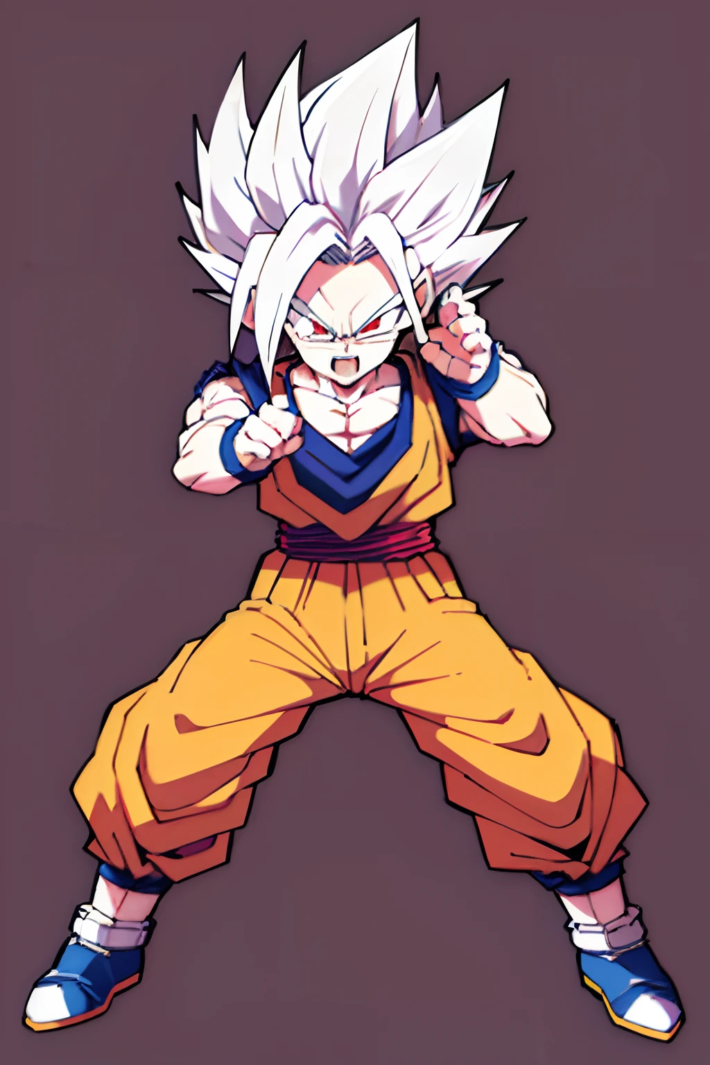 Son Gohan, Super Saiyan, white hair, best quality, red eyes, fighting pose