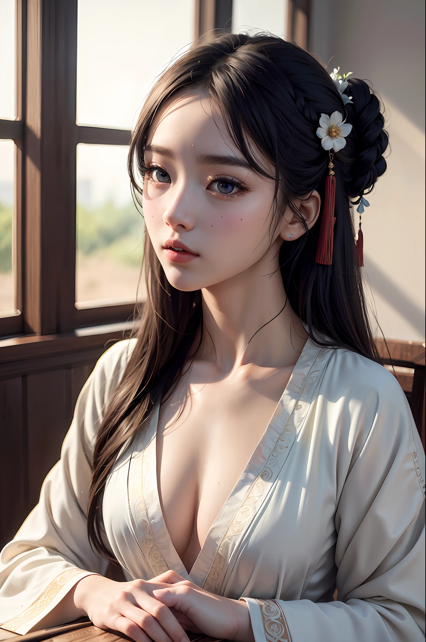 best quality ,masterpiece, illustration, an extremely delicate and beautiful, extremely detailed ,CG ,unity ,8k wallpaper, Amazing, finely detail, masterpiece,best quality,official art,extremely detailed CG unity 8k wallpaper,absurdres, incredibly absurdres, huge filesize , ultra-detailed, highres, extremely detailed,beautiful detailed girl, extremely detailed eyes and face, beautiful detailed eyes,light on face,(Hanfu:1.1),1girl