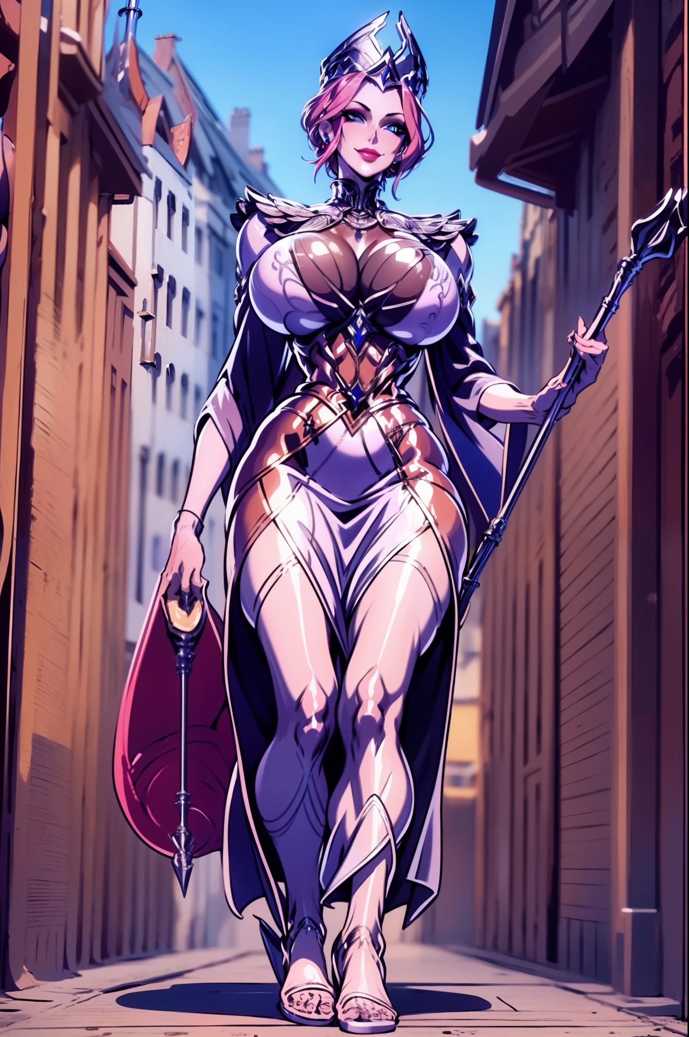 ,bimbo, slim waits, short hair, lipstick, wide hips, huge breasts, , huge breasts, milf,blonde hair, short hair, lipstick, makeup, , (blue eyes), perfect eyes, earrings, smiling, blushing, walking,*priestess, pullover, , walking flipflops, long skirt, medieval clothing, solo, floral crow, staff, wizard, full body, flipflops, medieval village, long robo, long skirt, big skirt, pants