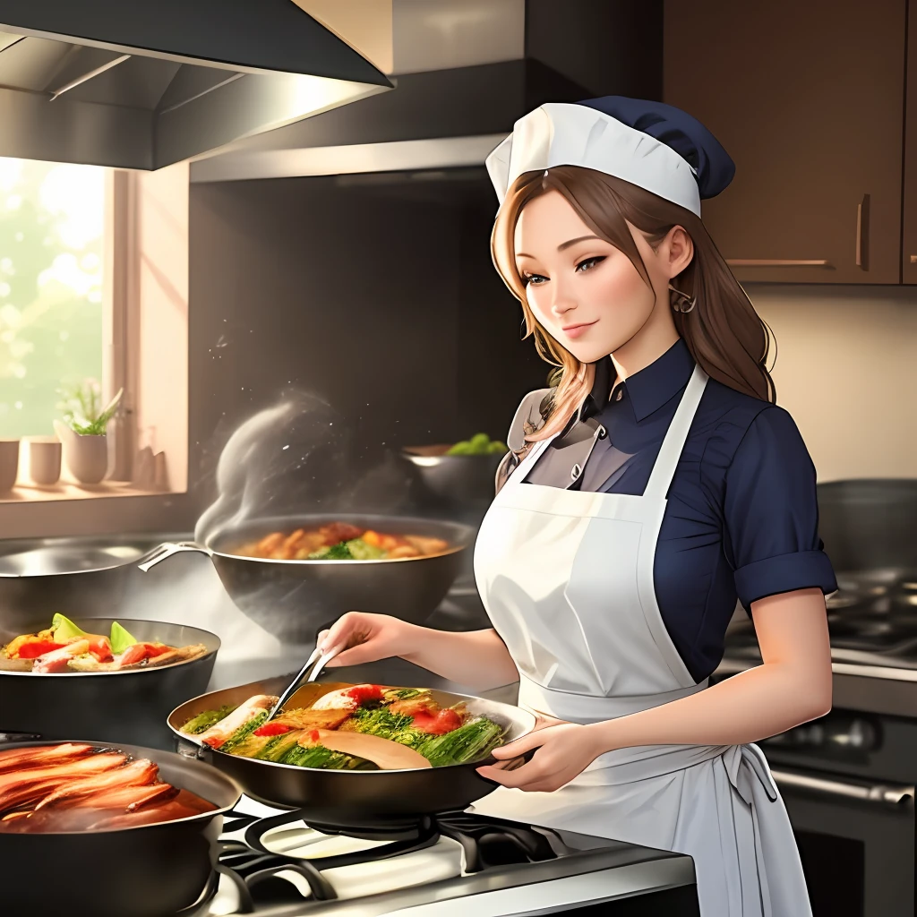 Beautiful women cooking