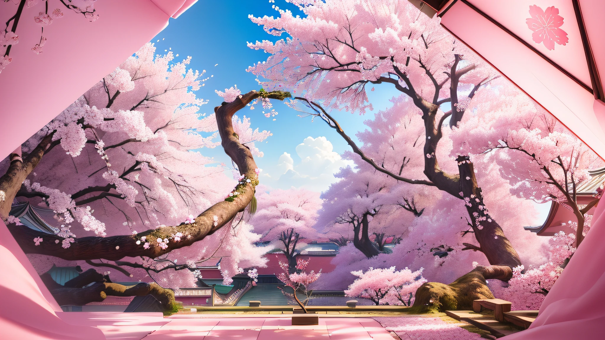 "blossoming sakura in the background, stunning wallpaper, high-resolution 4k"