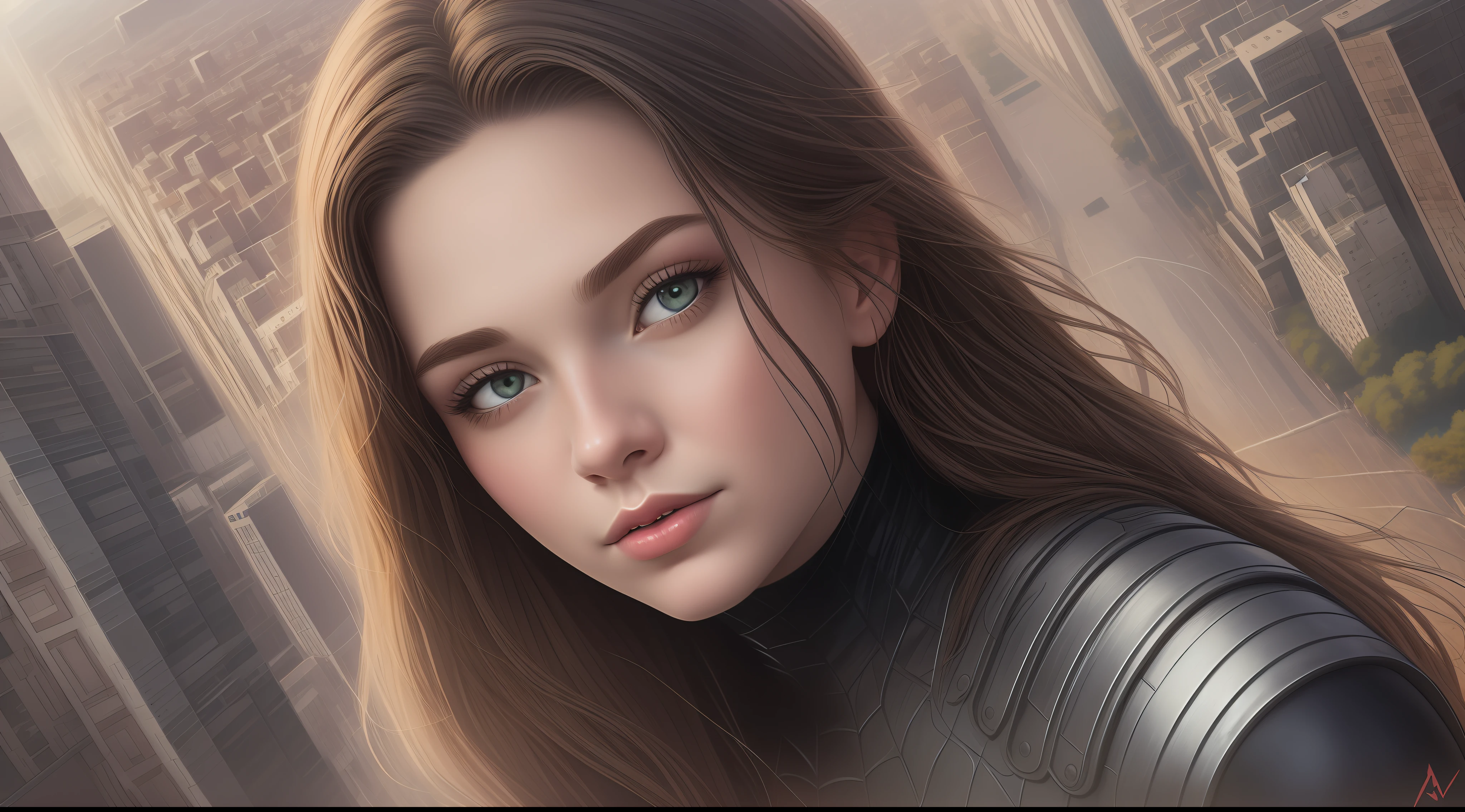 Thomas Stanley Holland as spider-man, vhs effect, beautiful elegant face, upper body portrait, wearing stylish detailed black spider-man armor, symmetrical texture, standard body, white skin (skin texture:1.2 ), detailed everything aerial city view, intricate detail, fine detail, super detail, ray tracing, subsurface scattering, diffuse soft light, shallow depth of field, of (Oliver) Wetter)