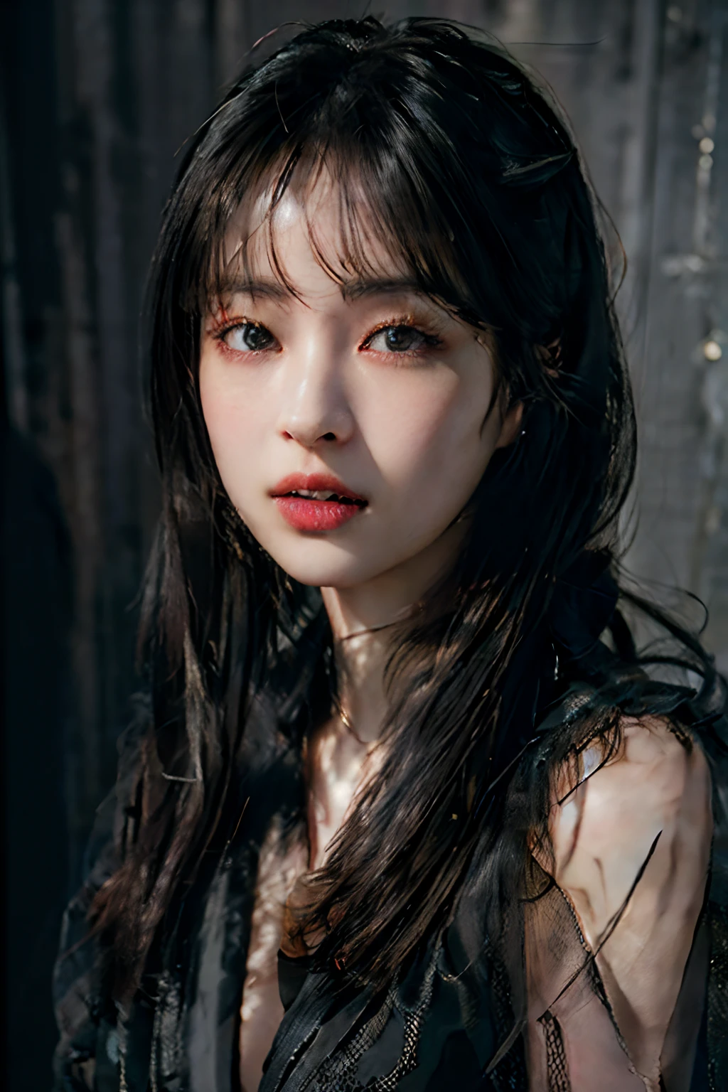 (RAW photo, best quality), ((Nostalgia,1980s syle)),(A girl with a literary atmosphere:1.2),(realistic, photo-realistic:1.3), extremely delicate and beautiful, Amazing, finely detail, masterpiece, ultra-detailed, highest,best illustration, best shadow,intricate,depth of field,(closeup portrait of a young beautiful woman:1.2),long hair, white hair,((((low key,dark scene,dimly lit)))),(((soft lighting:1.4))),(pale skin:1.4),(shy smile),(cinematic angle),sharp focus, volumetric fog, 8k UHD, DSLR, high quality,( film grain:1.4), Fujifilm XT3,(looking at viewer), pale skin, (smile), (top body), (perfect hand)