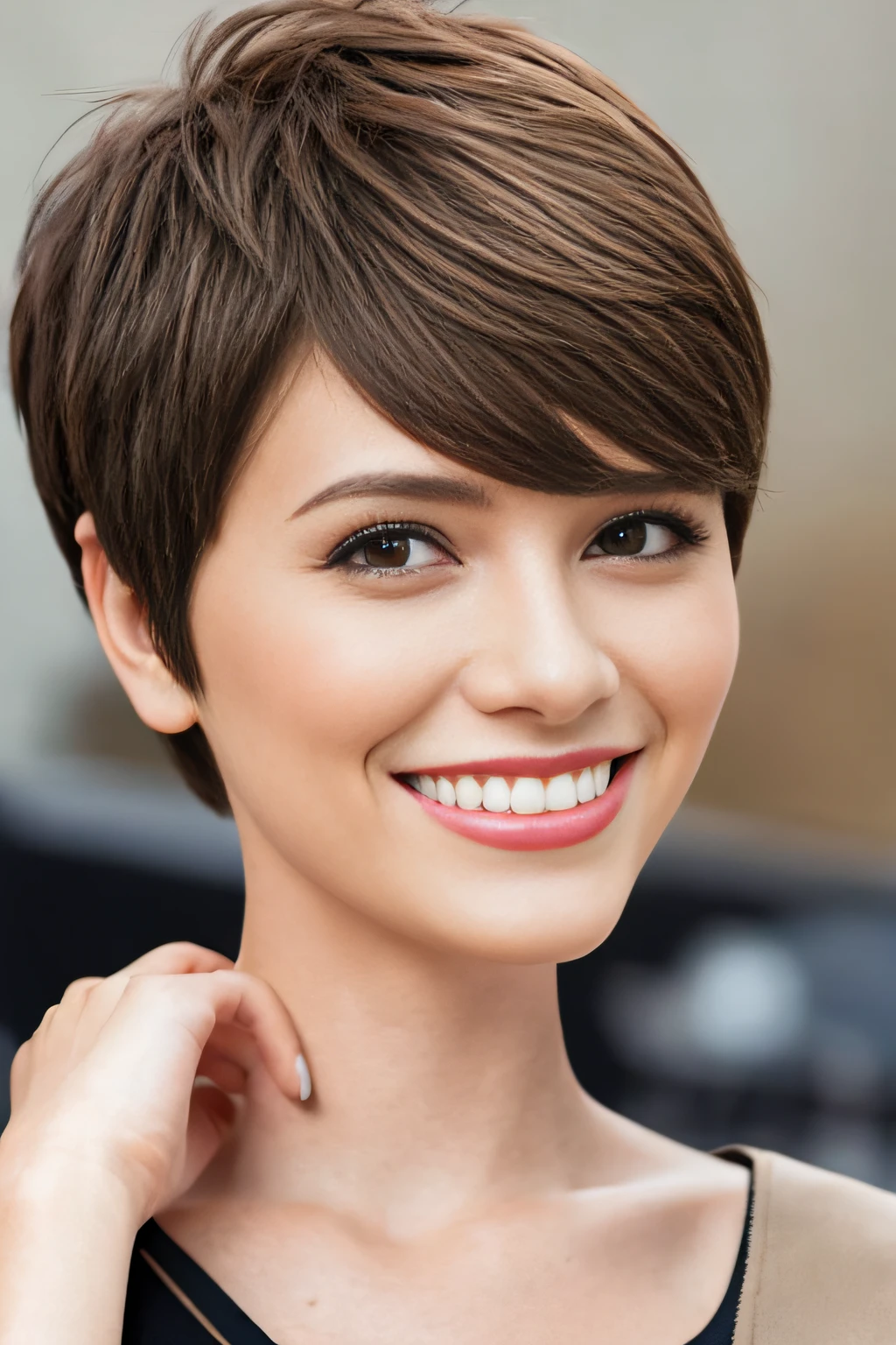 a pixie cut　a smile