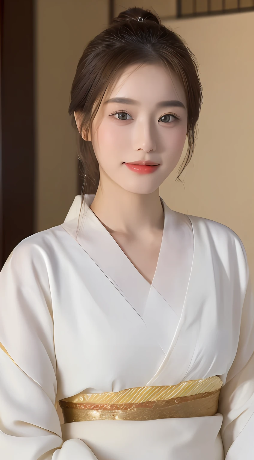 ((top-quality、8K、​masterpiece:1.3))、Focus:1.2、Perfect Body Beauty:1.4、Beautiful Japanese style kimono:1.1、Highly detailed facial and skin texture、Single eyelid、skin whitening