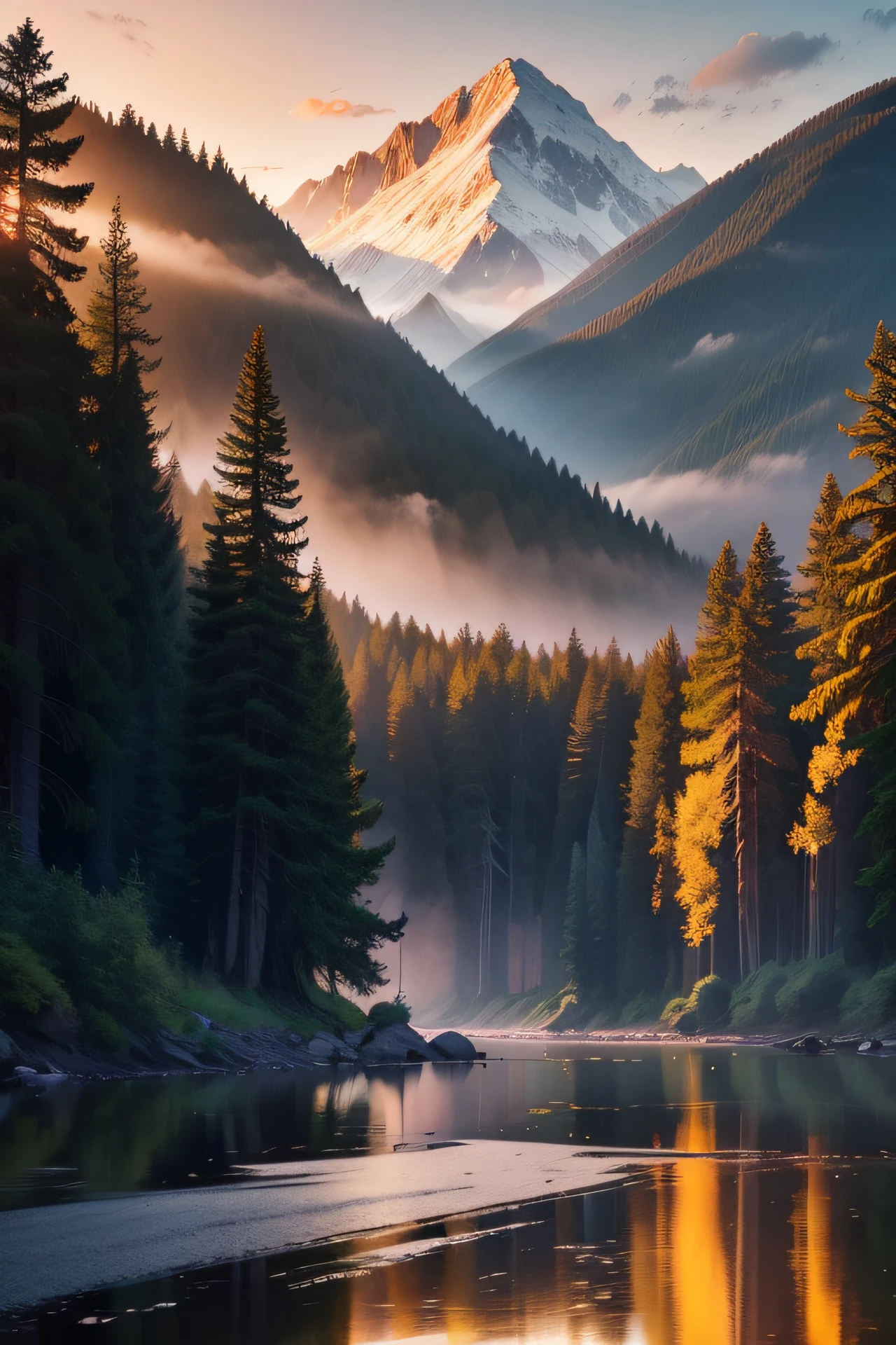 Scenery Asaka Sunrise 4k 9:16 Forest computer wallpapers river"
