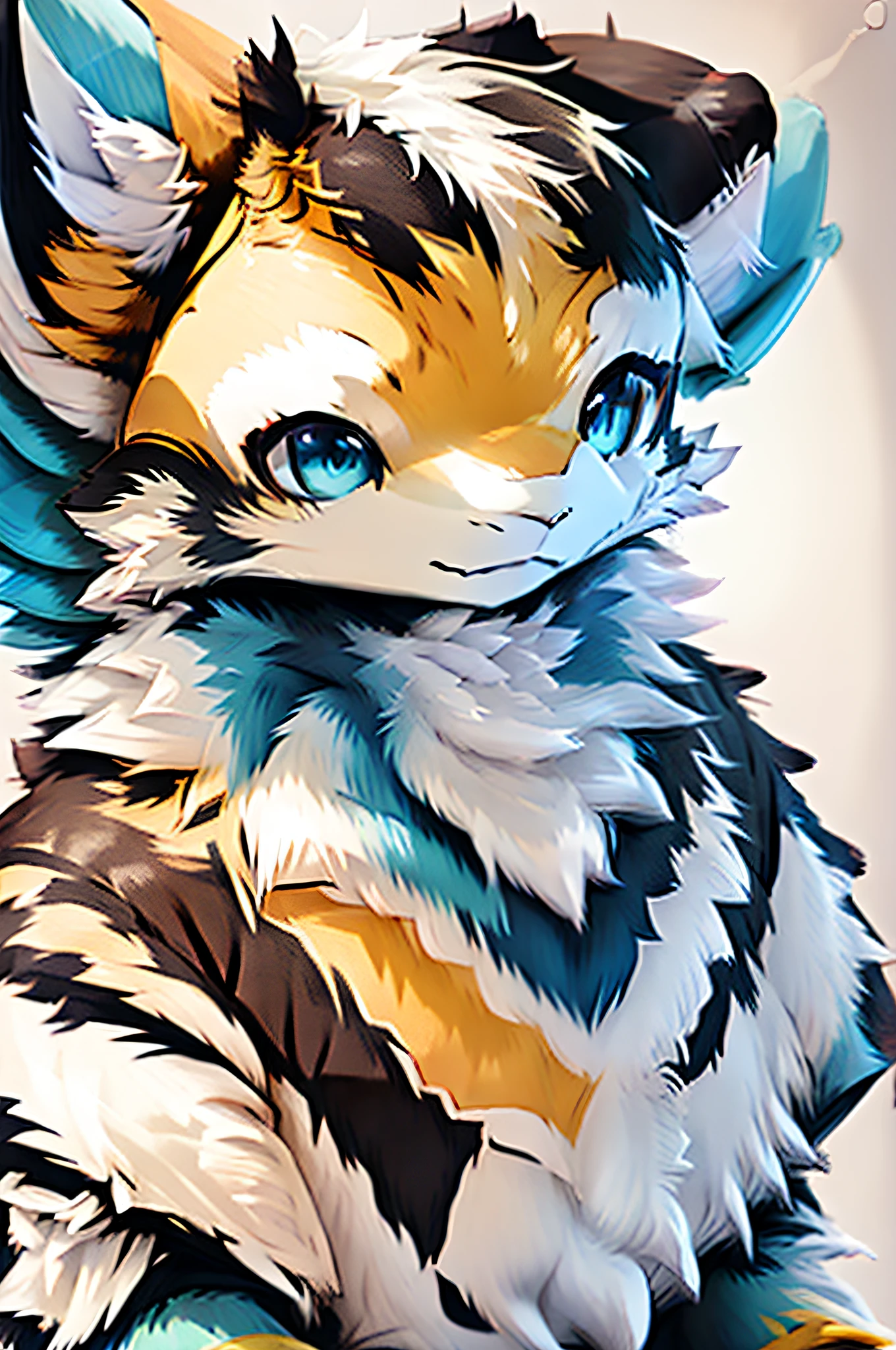 Furry art, human art, blue and yellow