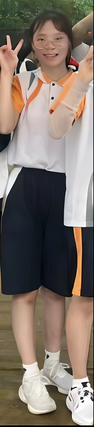 A girl in uniform poses with a baseball bat, JK school uniform, track pants, school uniform, Pants, uniform background, wearing pants, in school uniform, in school uniform, wearing only pants, Black boy shorts, thigh close-up, avant uniform, plain uniform sky at the back, shift dresses\'s lower, sweat shorts, Large pants