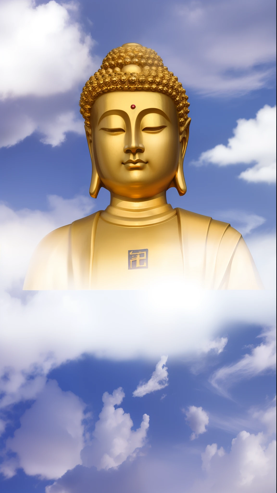 Golden Buddha statue in the clouds，There is a bright sun above, Golden Buddha, Buddhist, Buddha, beautiful gold saint, Buddhism, background-image, enlightening, Cloud, Enlightened, Beautiful image, samsara, Spiritual enlightenment, Asian, leaked image, portrait of a heavenly god, Mist, Temple background, 4096，author：David Burton-Richardson, attractive male deity, On the road to enlightenment，inspired by Chen Jiru, inspired by Tawaraya Sōtatsu, inspired by Ma Quan, inspired by Kaigetsudō Anchi, God Lisa Hannigan, Inspired by Yang Buzhi, Jaya Sulberg, inspired by Kaigetsudō Ando，8K quality，Master handwriting，hyper HD