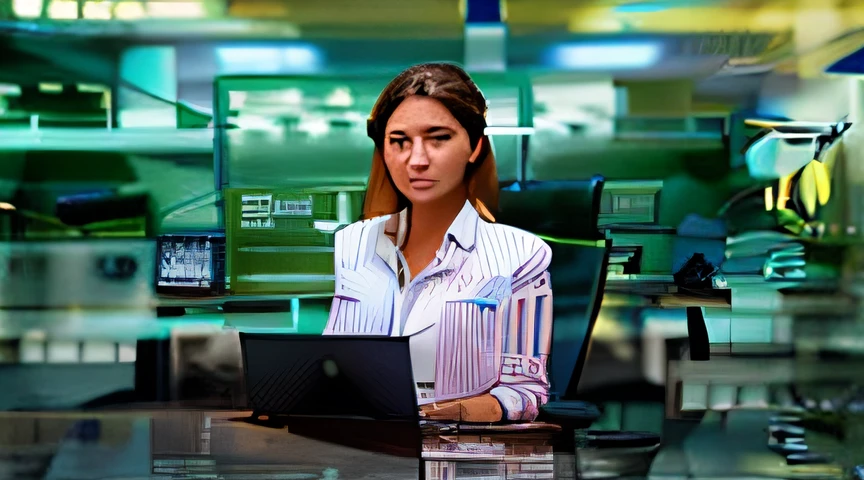An Islamic women sitting in gaming chair wearing islamic dress and face is front side eye contact with front Audience in front table leptop and Mobile and  "miraib Styles" stand  Yellow neown lighting room background in gray wall writing "Miraib Styles" White colour Yellow neown glow