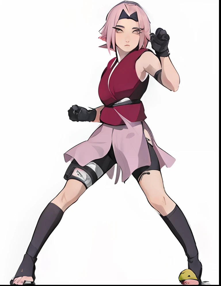 score_9, score_8_up, score_7_up, score_6_up, score_5_up, score_4_up, BREAK, source_anime,
1girl, haruno sakura, pink hair, short hair, green eyes, sleeveless, red shirt, forehead protector, beautiful legs, black gloves,
pussy, bottomless, full body, looking at viewer, solo,  konohagakure hidden village background, punching pose, fist up,