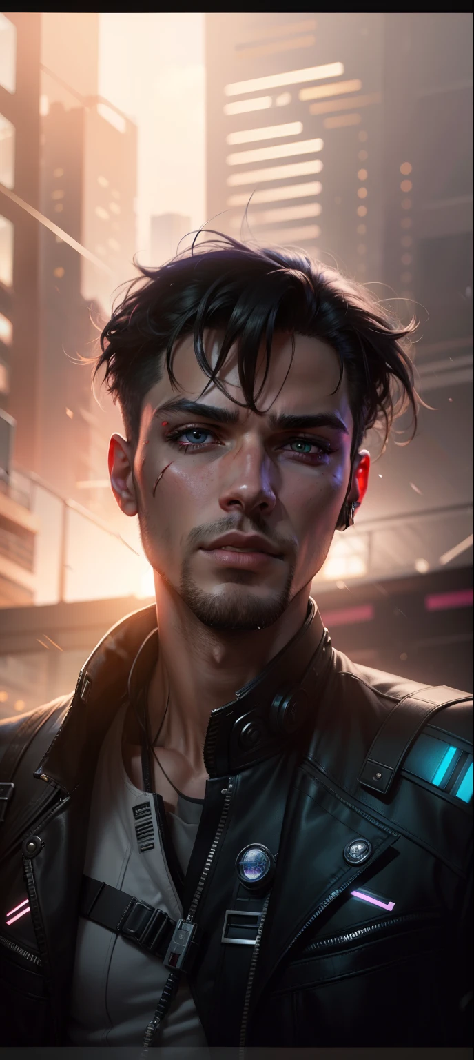 Change background cyberpunk handsome boy .realistic face. 4k