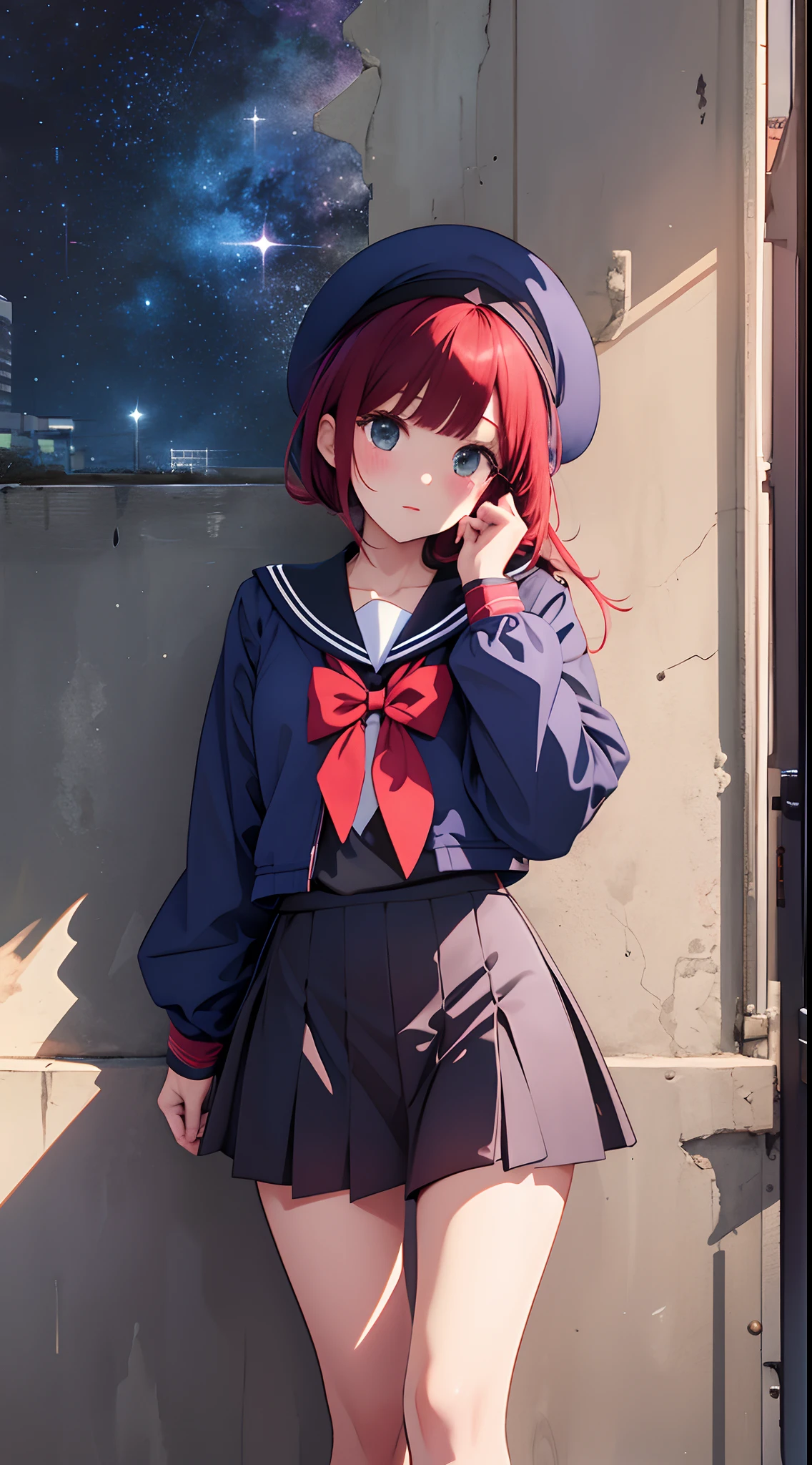 starrysky、look up sky、full bodyesbian、a sailor suit、hi-school girl