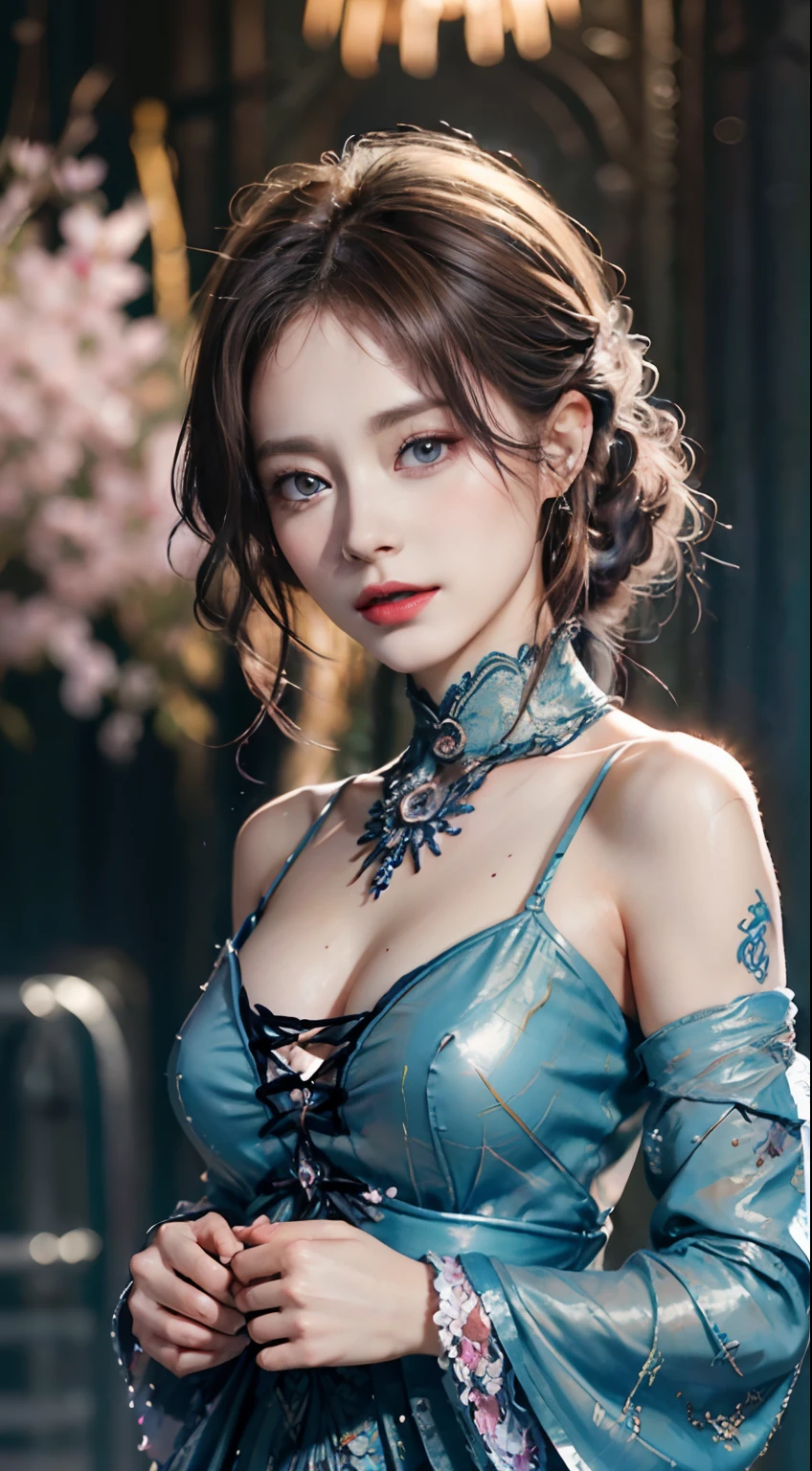 official art, unity 8k wallpaper, ultra detailed, beautiful and aesthetic, beautiful, masterpiece, best quality, (zentangle, mandala, tangle, entangle), dynamic angle, cowboyshot, the most beautiful form of chaos, elegant, a brutalist designed, vivid colours, romanticism, by james jean, roby dwi antono, ross tran, francis bacon, michal mraz, adrian ghenie, petra cortright, gerhard richter, takato yamamoto, ashley wood, atmospheric, enjoying a stream of music, where you can visualize the notes,ecstasy of flower, streaming musical notes visible, flower_style,rainbow-candy,style-swirlmagic