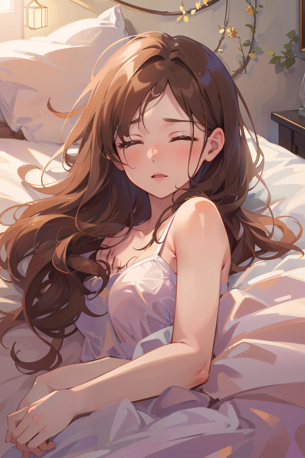  a girl sleeping in bed