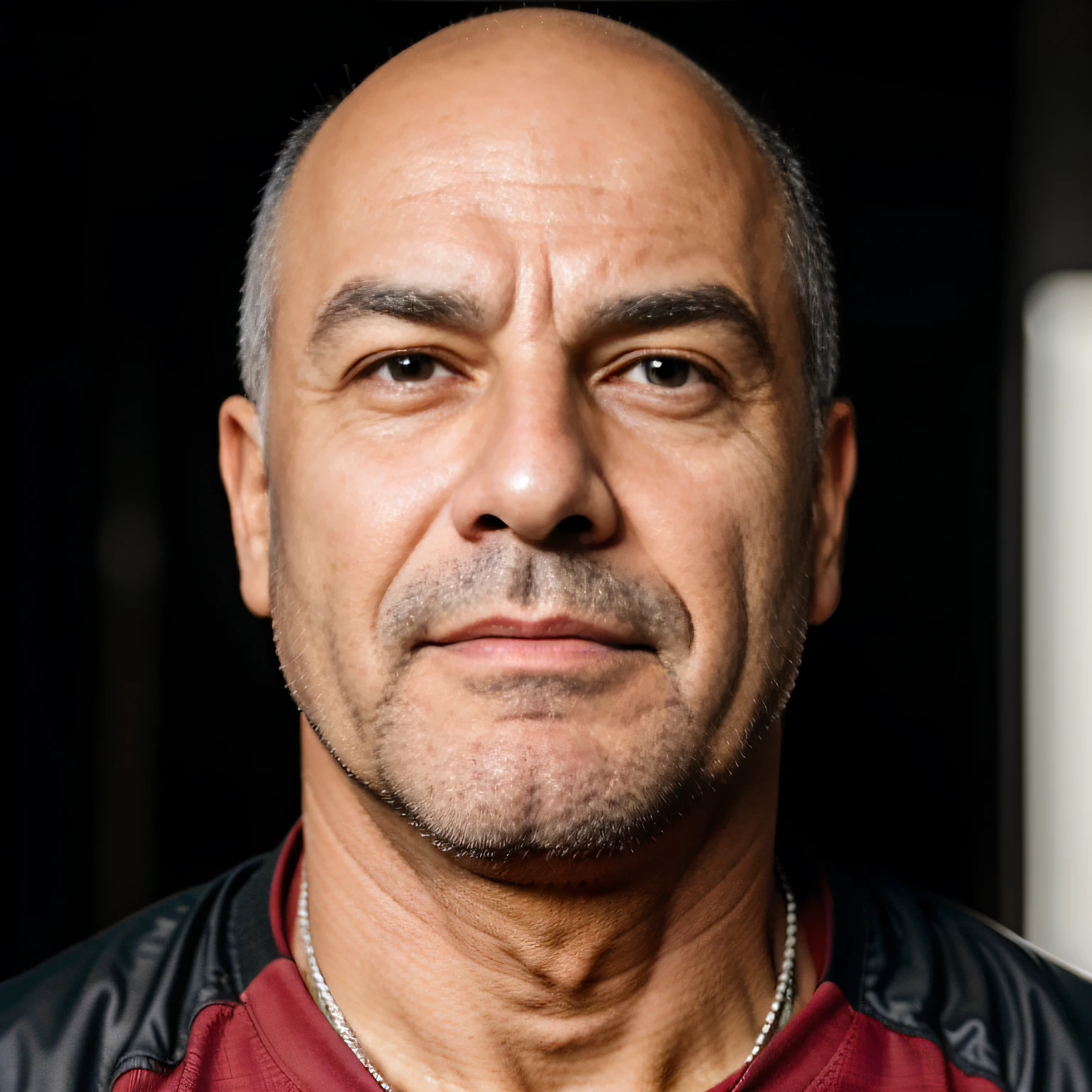 Jorge Sampaoli, Argentino, Treinador de futebol flamengo  (1 homem meia idade), (Xerife), (robusto), linguado, (55 anos), careca, barba grande e grisalha, trajes esportistas. His eyes are piercing, with an authoritarian and suspicious look. Ele possui um rosto endurecido, with deep frown lines that show your determination. His posture is rigid and his gaze conveys an aura of authority and power, determinado, pintura de campo de cores, Very high detail, profundidade de campo, Cinematic lighting, Fujicolor, 85 millimeters, Fujifilm, UHD, master part, anatomicamente correto, super detalhe, detalhes altos, alta qualidade, best quality, alto, 16k