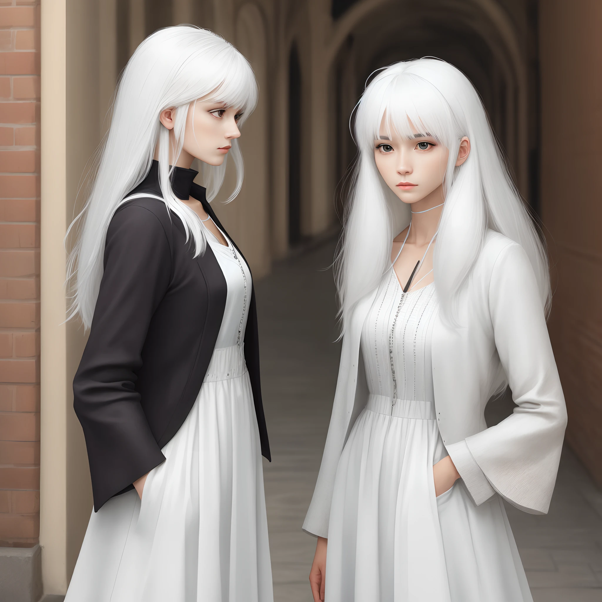 femele，White hair