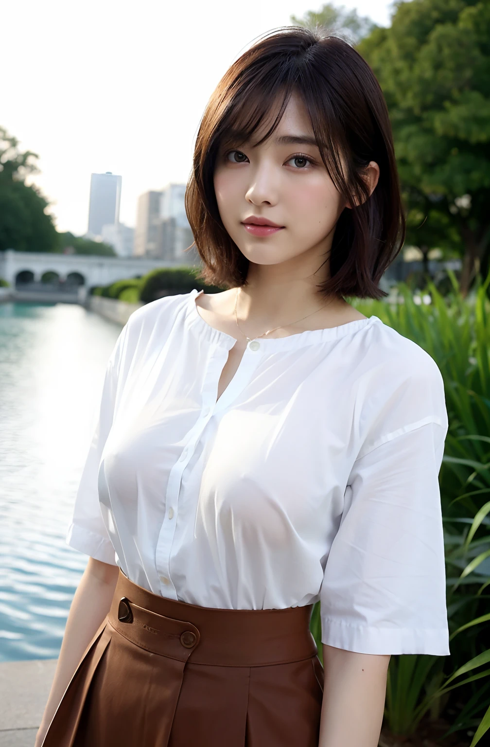 Sheer、 are visible、You can see through the skin、large brown 、