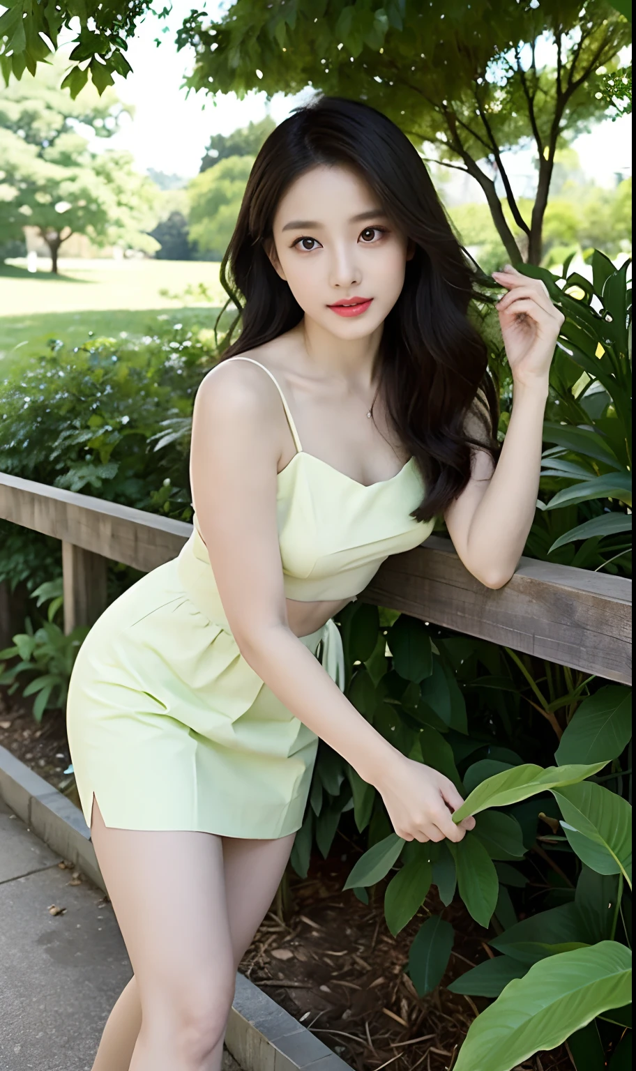 ,Masterpiece, Best quality,8K, 超高分辨率,Reallightandshadow,Cinema lenses,(beautidful eyes:1.1), ((中景 the scene is,The upper part of the body)),dynamicposes,On a green meadow,The gentle goddess came with gentle steps。She wore a white dress,A gentle breeze blows,The skirt dances lightly。The sun shone through the leaves in her hair,Reflecting her clear eyes and gentle smile。Colorful butterflies flutter around her,Flowers bloomed at her feet,It was as if nature was cheering for her。