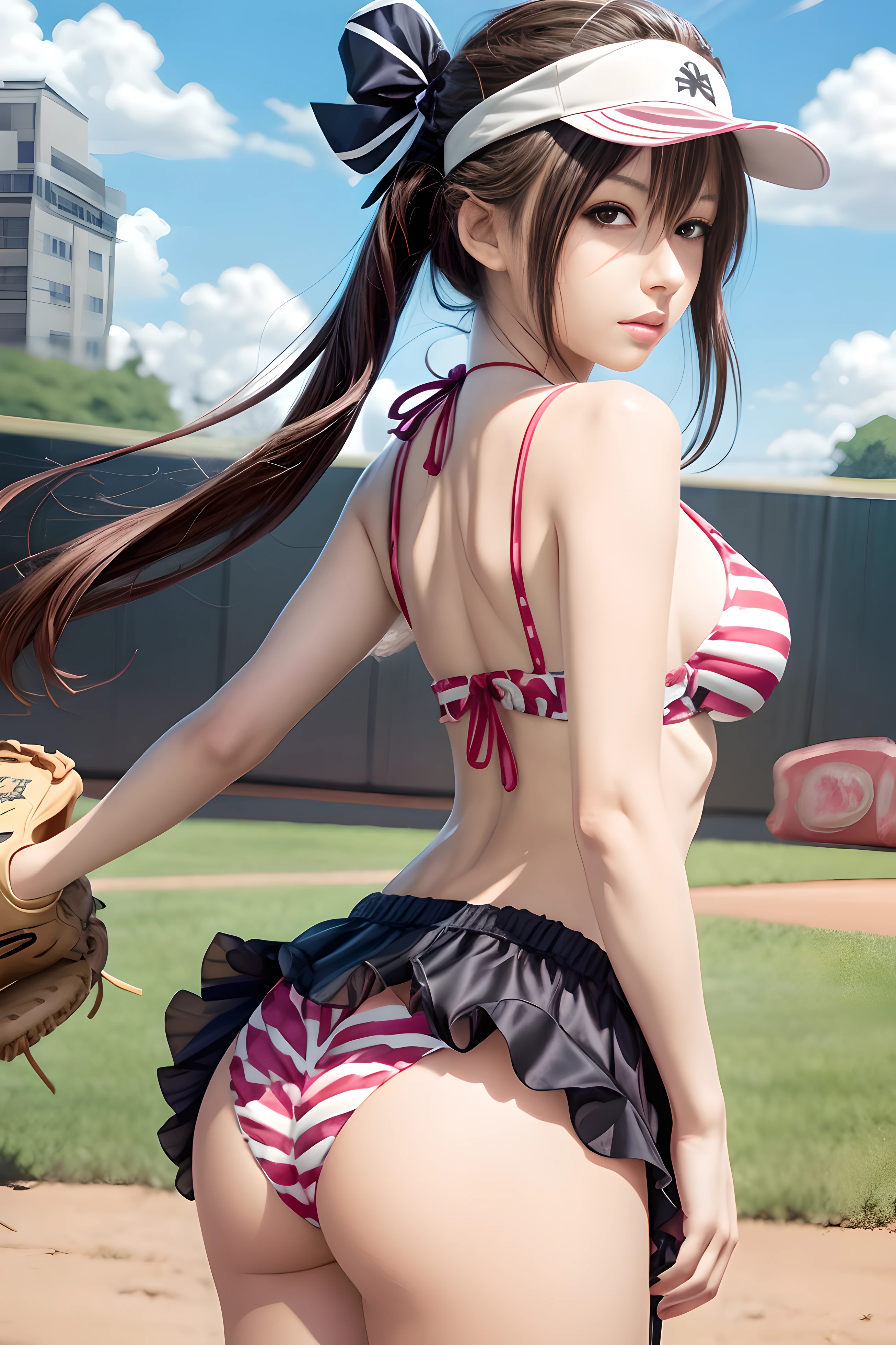 anime girl in a bikini with a baseball hat and a bouquet, marin kitagawa fanart, seductive anime girl, anime visual of a cute girl, extremely detailed artgerm, fine details. girls frontline, smooth anime cg art, cushart krenz key art feminine, amazing wallpaper, attractive anime girl, anime best girl, splash art anime