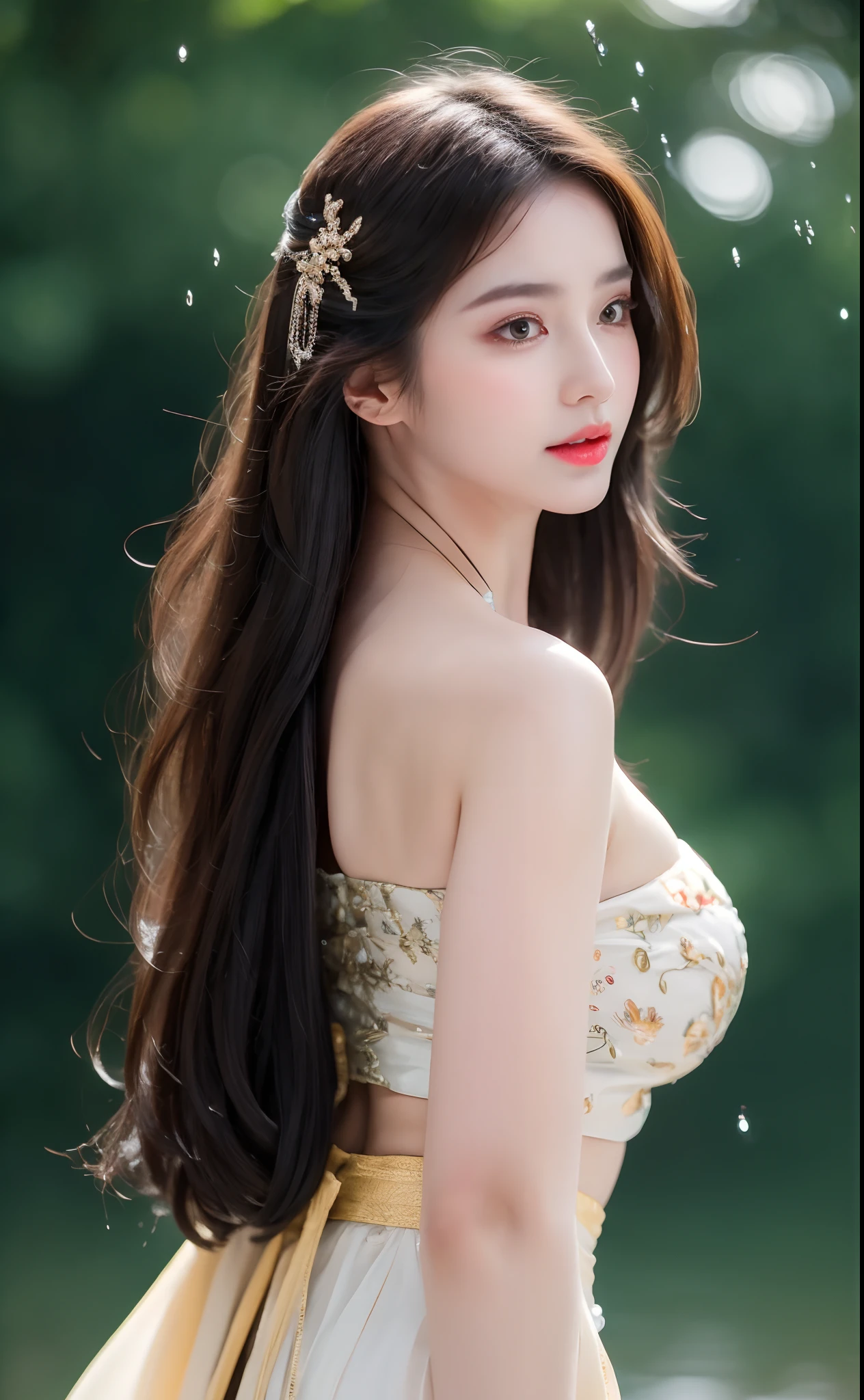 1 girl,flowing long hair,cheongsam,With necklace,Wearing butterfly ornaments on head,exquisite eyes,There is light on the face,Exquisite details,wear earrings,CG,Breaking through the sky,illustration,sexy pose,Finger details are exquisite,beautiful,8k wallpaper,White skin,goddess,edge lighting,Dual color lighting,high quality,depth of field,high resolution,Fingers are super delicate,beautiful eyes and face,bright pupils,whole body(whole body角度,Above the crotch),Tempting,enchanting,best quality,masterpiece,high resolution,looking at the audience,Smile,lips,beautiful脸蛋