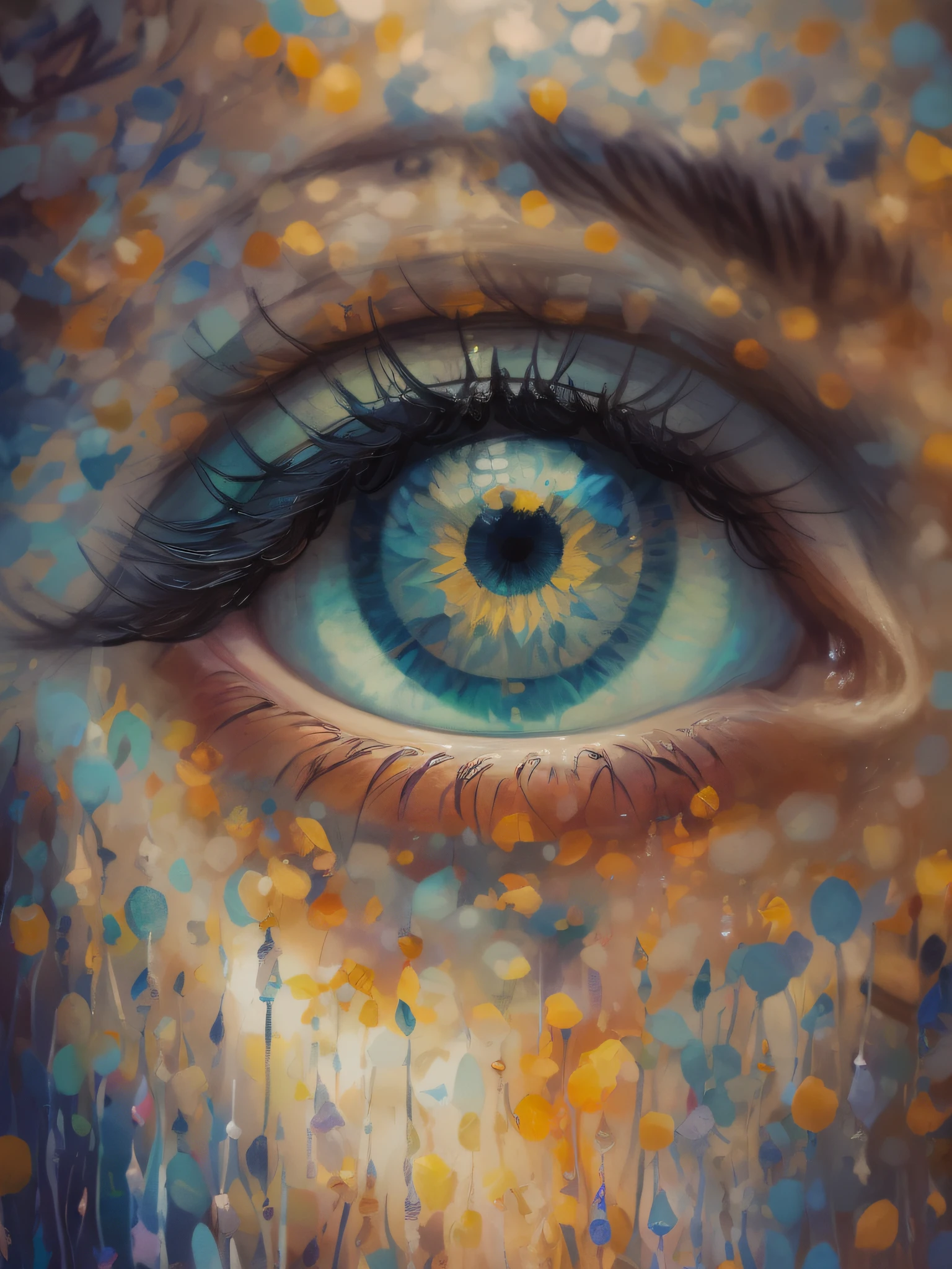 Human Eyes, A detailed portrayal of vivid human eyes, capturing every intricate detail of the irises, pupils, and surrounding skin. The eyes glisten with life, reflecting the world around them like twin pools of perception. Set within a serene countenance, they convey depths of emotion, from curiosity to wisdom. The scene is bathed in soft daylight, lending a tranquil and inviting aura. The atmosphere is serene yet enigmatic, inviting contemplation. Light filters gently through curtains, casting gentle shadows that dance across the eyes, enhancing their expressiveness.