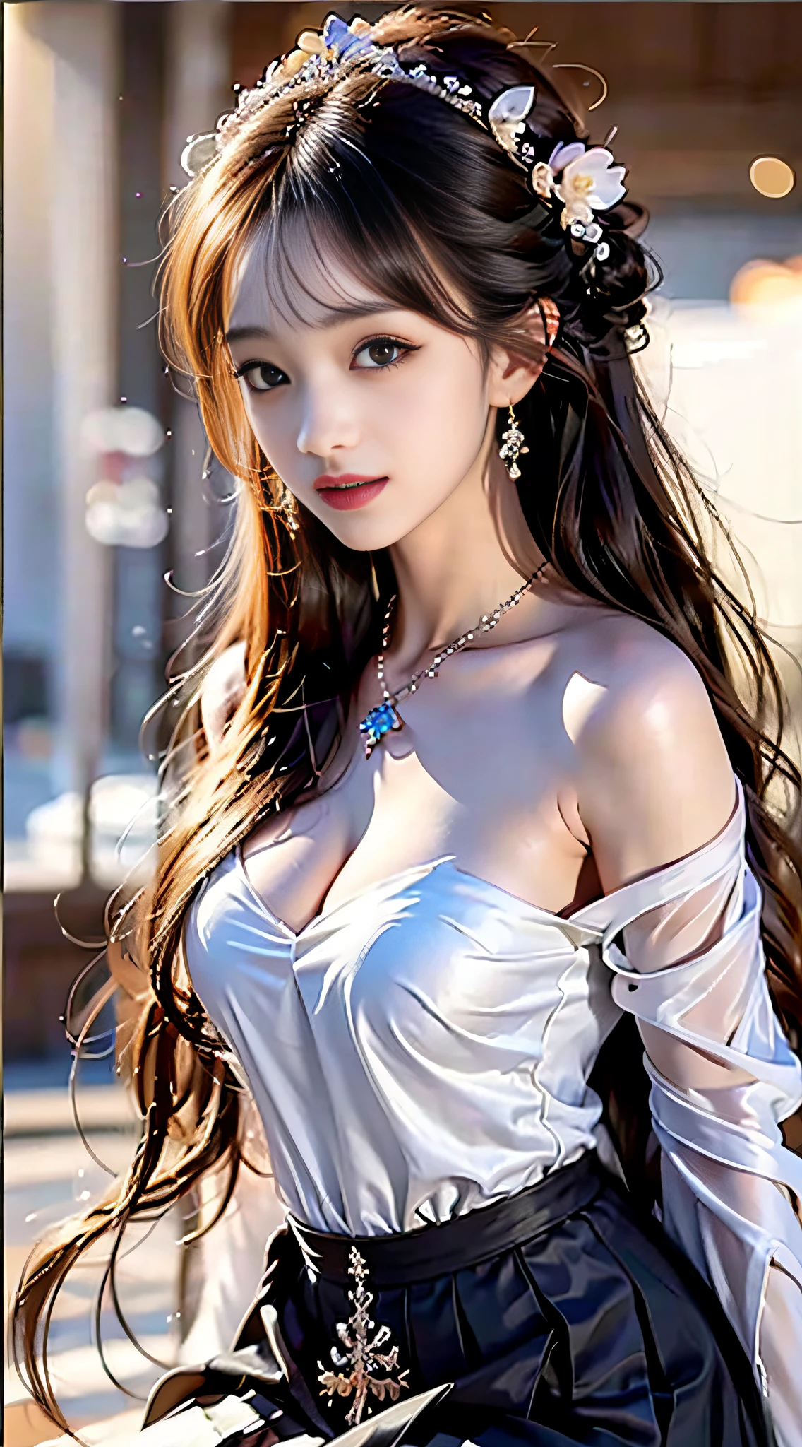 1girl, solo, (beautiful Korean Idol girl:1.8), (beautiful Pakistani woman:1.8), (closed mouth:1.35), (realistic big breasts:1.5), slender abs, full body, caramel hair, Surrealism, Futurism, Social realism, Realism, Hyperrealism, cinematic lighting, Fujicolor, first-person view, wide shot, Wide-Angle, Eye-Level Shot, 85mm, Nikon, Canon, Fujifilm, Sony FE, Sony FE GM, UHD, retina, masterpiece, (anatomically correct:1.5), super detail, high details, high quality, award winning, best quality, highres, 1080P, HD, 4K, 8k