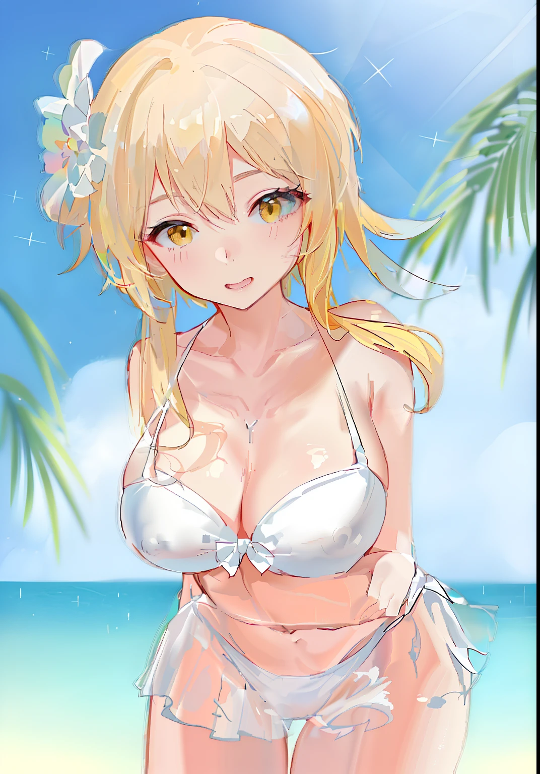 Need,Ultra-high sharpness,goddes,Yellow hair,beachside,比基尼,huge tit,adolable,White and tender