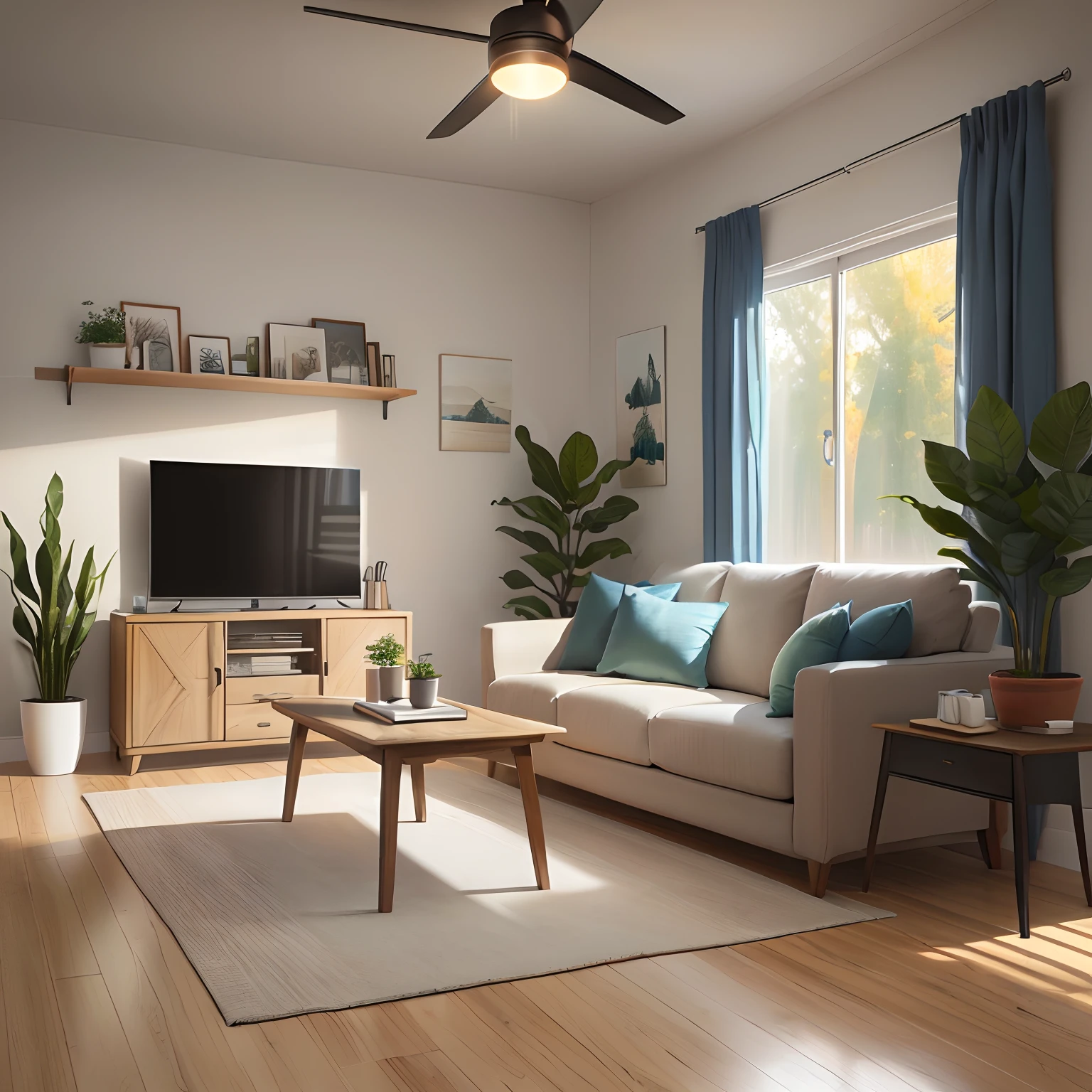 Generate a living room modern realistic simple