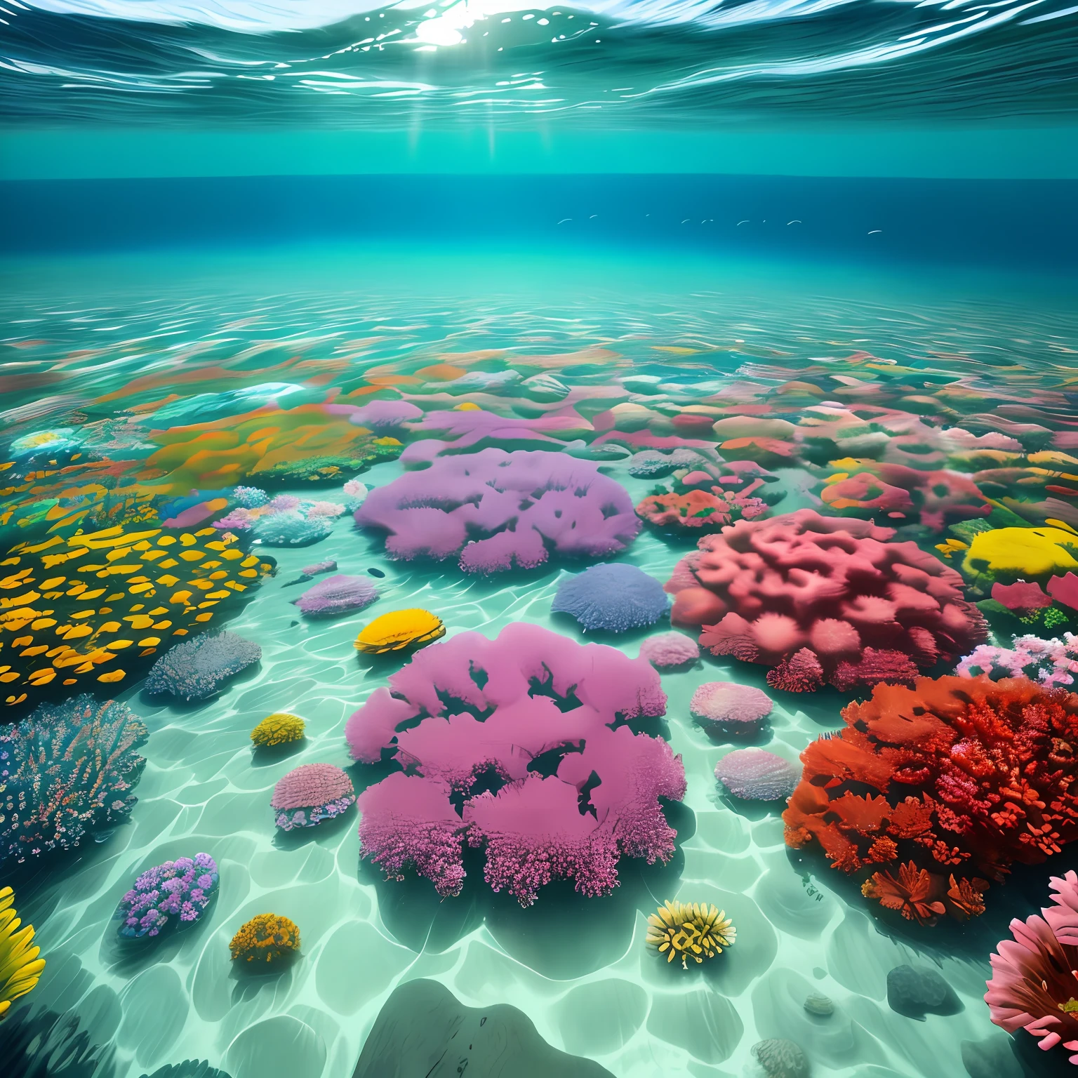Extremely colorful,freshen,ocean floor,flower sea,A wide variety of flowers,No sunflowers