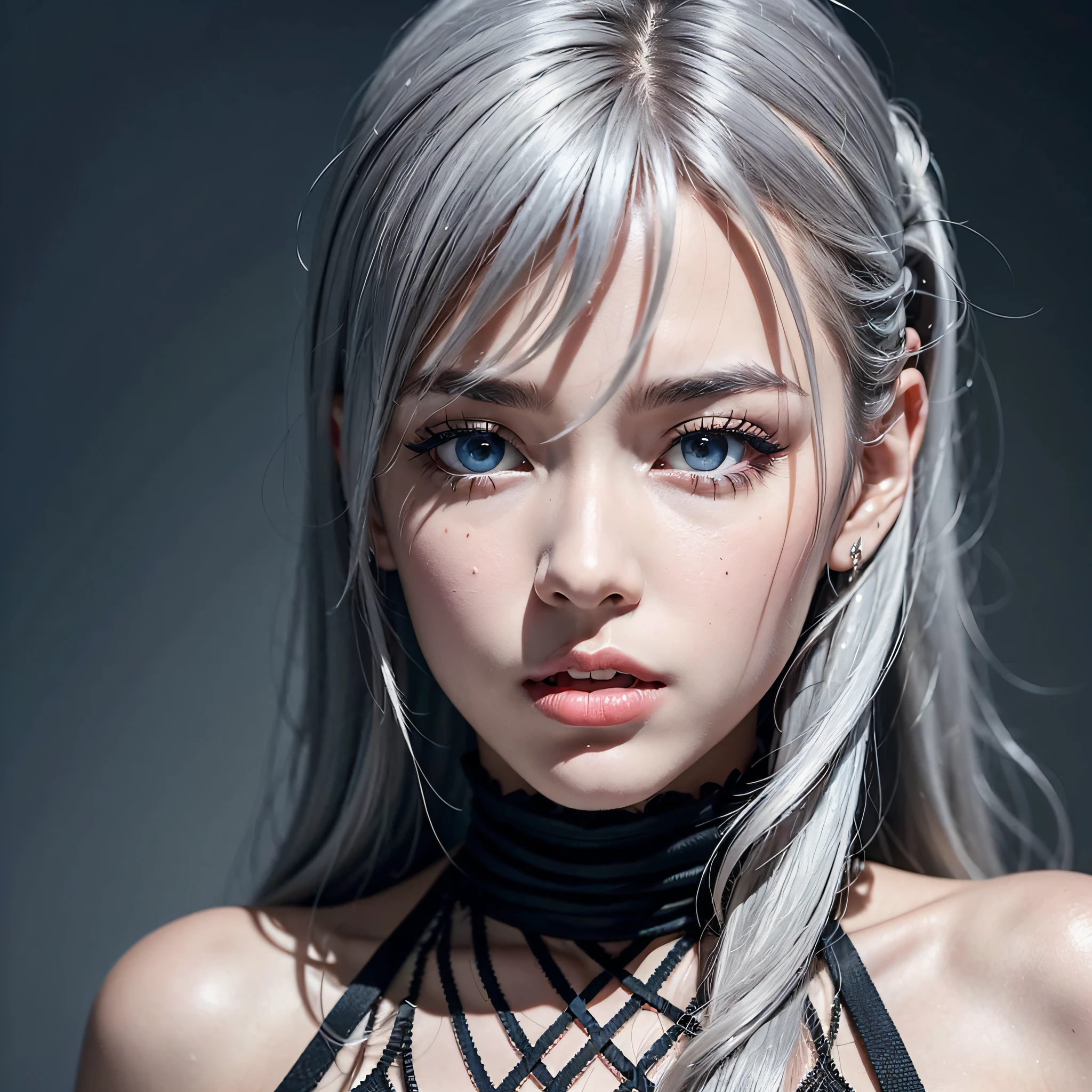 girl, full body, battle scenes, kick, red cyber punk suit, bloody, sexy, silver color hair, perfect body, huge butt, wide open ass hole, beautiful tits, high detailed real nipple, beautiful eye, high detailed pupil, double eyelid, beautiful vagina, high detailed real clitoris, high detailed real skin, high quality skin, sweaty skin, cry face, orgasm face, professional lighting real shadow, masterpiece,