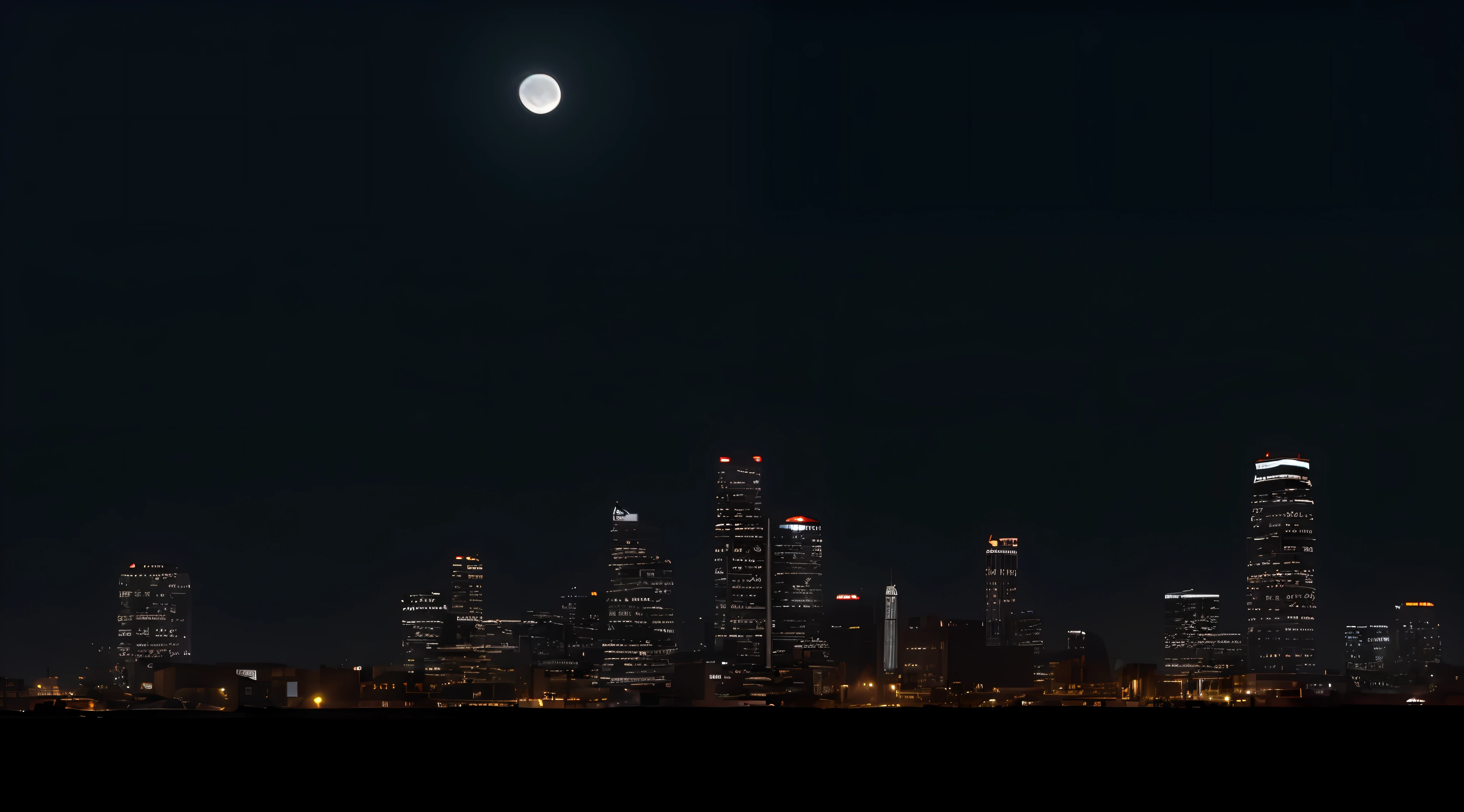 beautiful night scene Towering Buildings Moonlight from the interim Fantastic and realistic