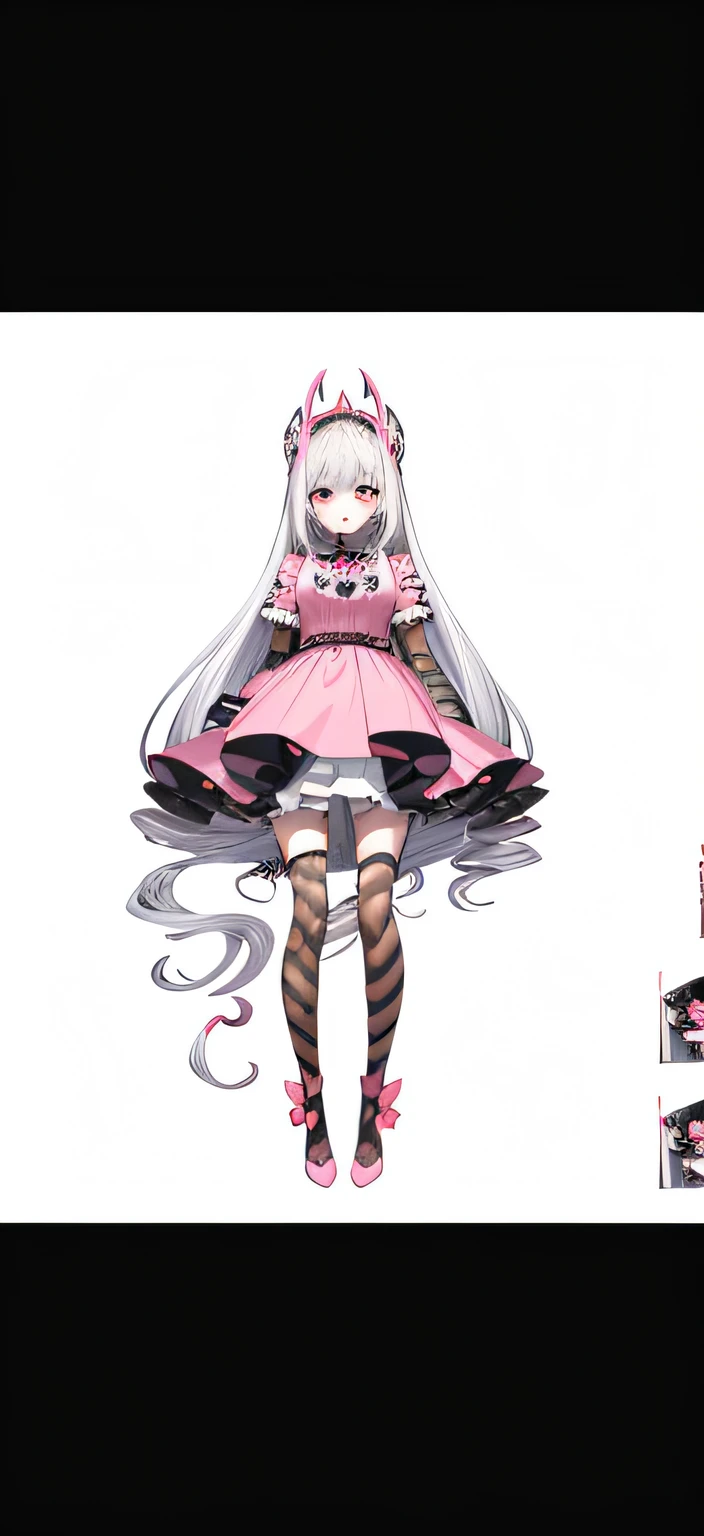 Anime girl in pink dress and black and white striped dress, full body adoptable, full body commission for, character adoptable, Single character full body, anime full body illustration, candypunk character design, humanoid pink female squid girl, insect trainer girl, Full body illustration, Full body character design, anime vtuber full body model, !!Full body portrait!!