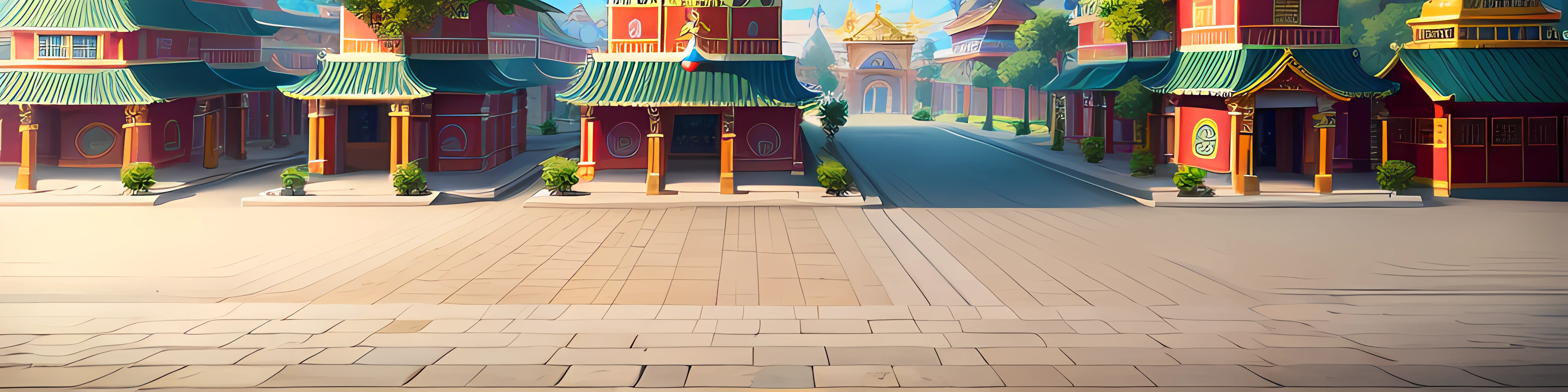 There is a small town,There are a lot of buildings on the street, town center background, Temple background, town background, palace background, dance hall background, light kingdom backdrop, background hyper detailed, mall background, arena background, Zen temple background, background depicting a temple, renaissance port city background, Mobile game background, ballroom background, arte de fundo, city street view background