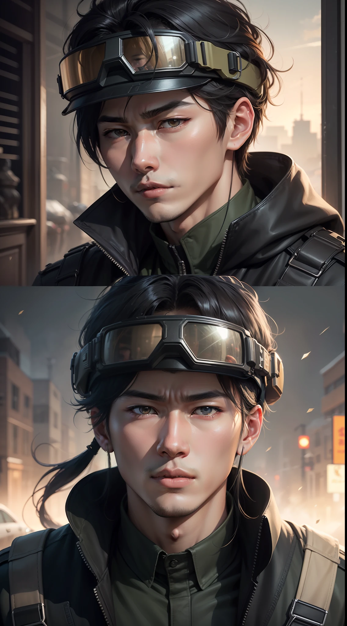 Handsome face,A man wearing a helmet and goggles, Guviz-style artwork, Guviz, author:FAN Qi, Inspired by Xiao Yuncong, soldier, from girls frontline, 8k digital painting, High-quality fanart, Inspired by Zhang Han, Cai Xukun, ig studios anime style, eye-catching detailed art style,miltary,army suit