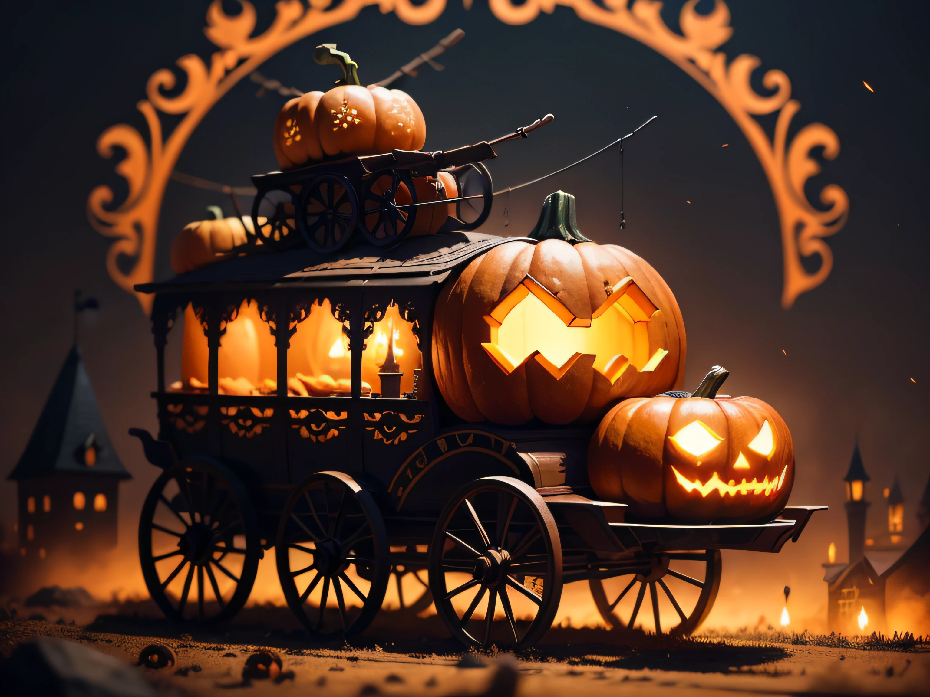 Pumpkin carriage　8k　Fantastical　Halloween