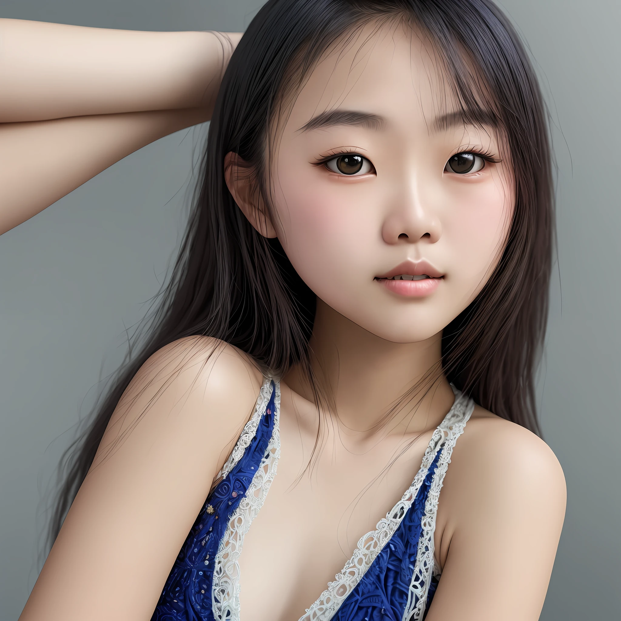 18-year-old Asian girl，Plump body，Wear less，RAW photo, Delicate, Best quality, (Intricate details:1.3), hyper-detailing, finely detailed, Colorful, 1人, Solo, 8K  UHD, filmgrain, (Studio lighting:1.2), (Fujifilm XT3), (Photorealistic:1.3), (Detailed skin:1.2),(nose blush),Beautiful detailed eyes, full...
