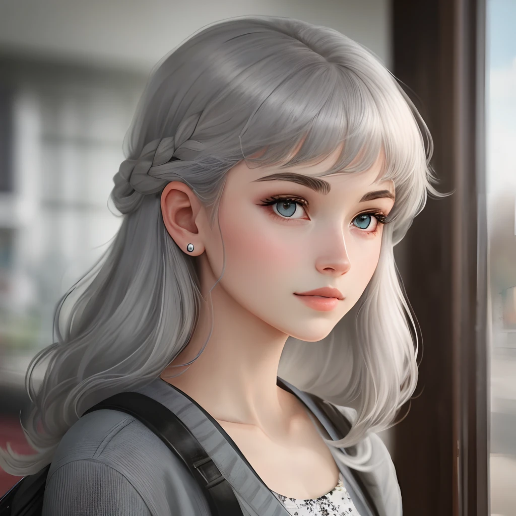Gray hair Young woman 18