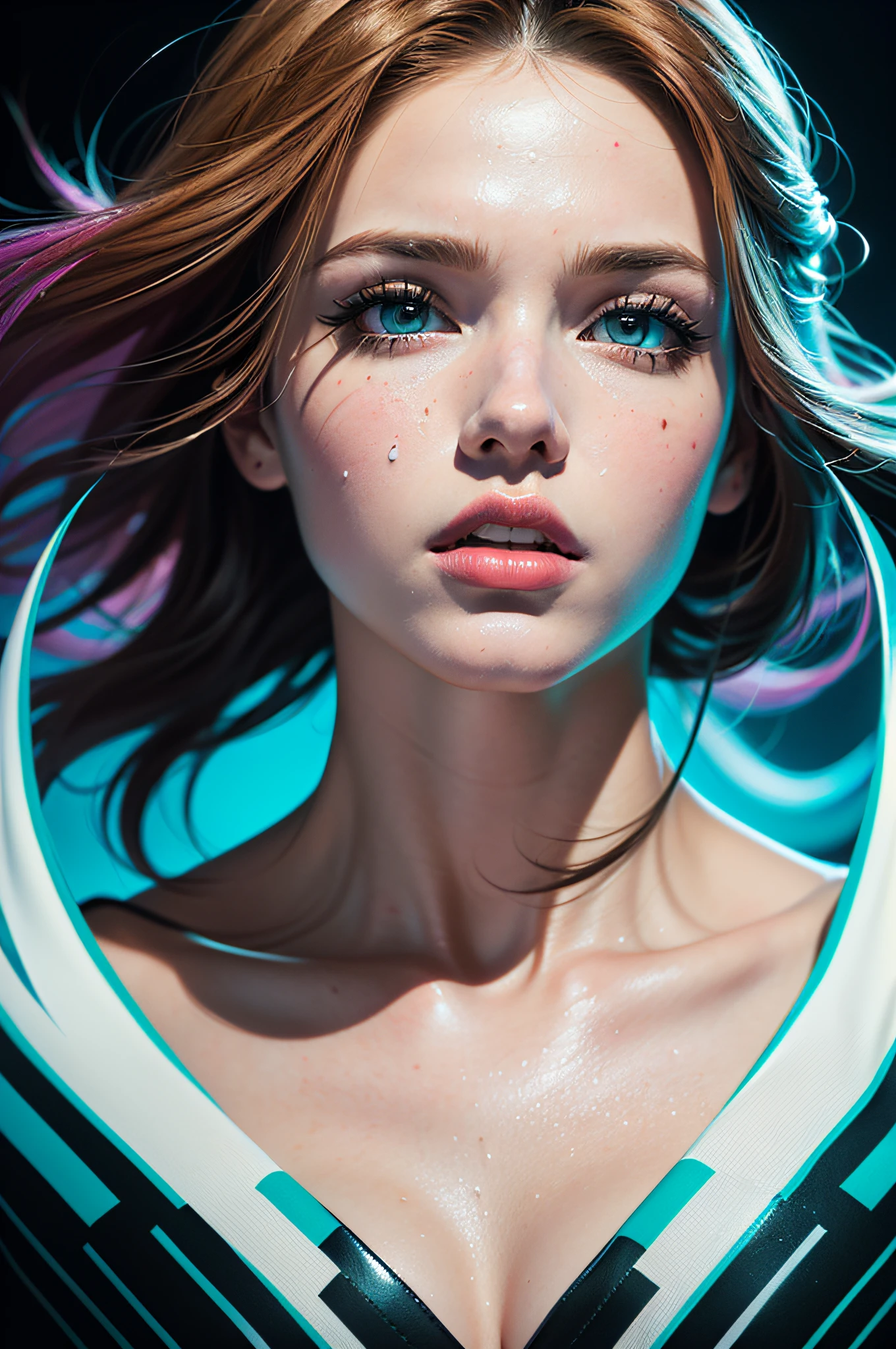 best quality, masterpiece, highres,1girl,beautiful face, nude, naked, colorful, painting burst, artstation, concept art, smooth, sharp focus, illustration, dreamy magical atmosphere, art by artgerm and greg rutkowski and alphonse mucha