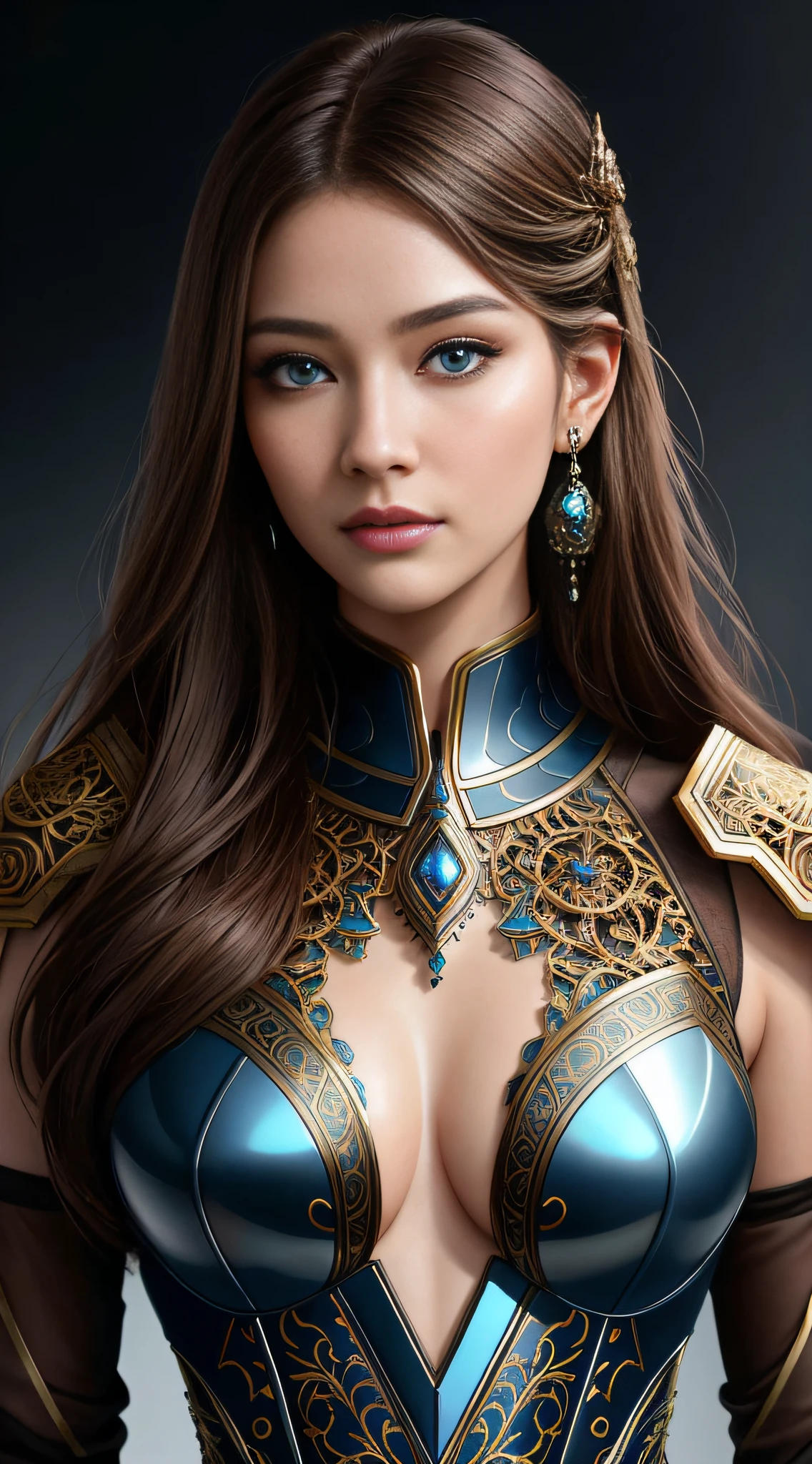 8k portrait of beautiful cyborg with brown hair,iintricate,ellegance,Highly meticulous,captivating blue eyes,A majestic,Digital photography,Art germ and art by Nguyen Jia and Greg Rutkowski Surrealist painting filigree,brokenglass,(tmasterpiece,Sideslit,exquisite and beautiful eyes:1.2 ), Human Development Report,