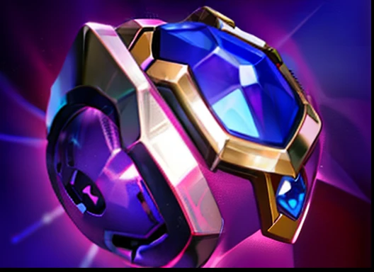 Highest image quality，Best details，Close-up of purple and blue ring with red heart, purple glowing core in armor
