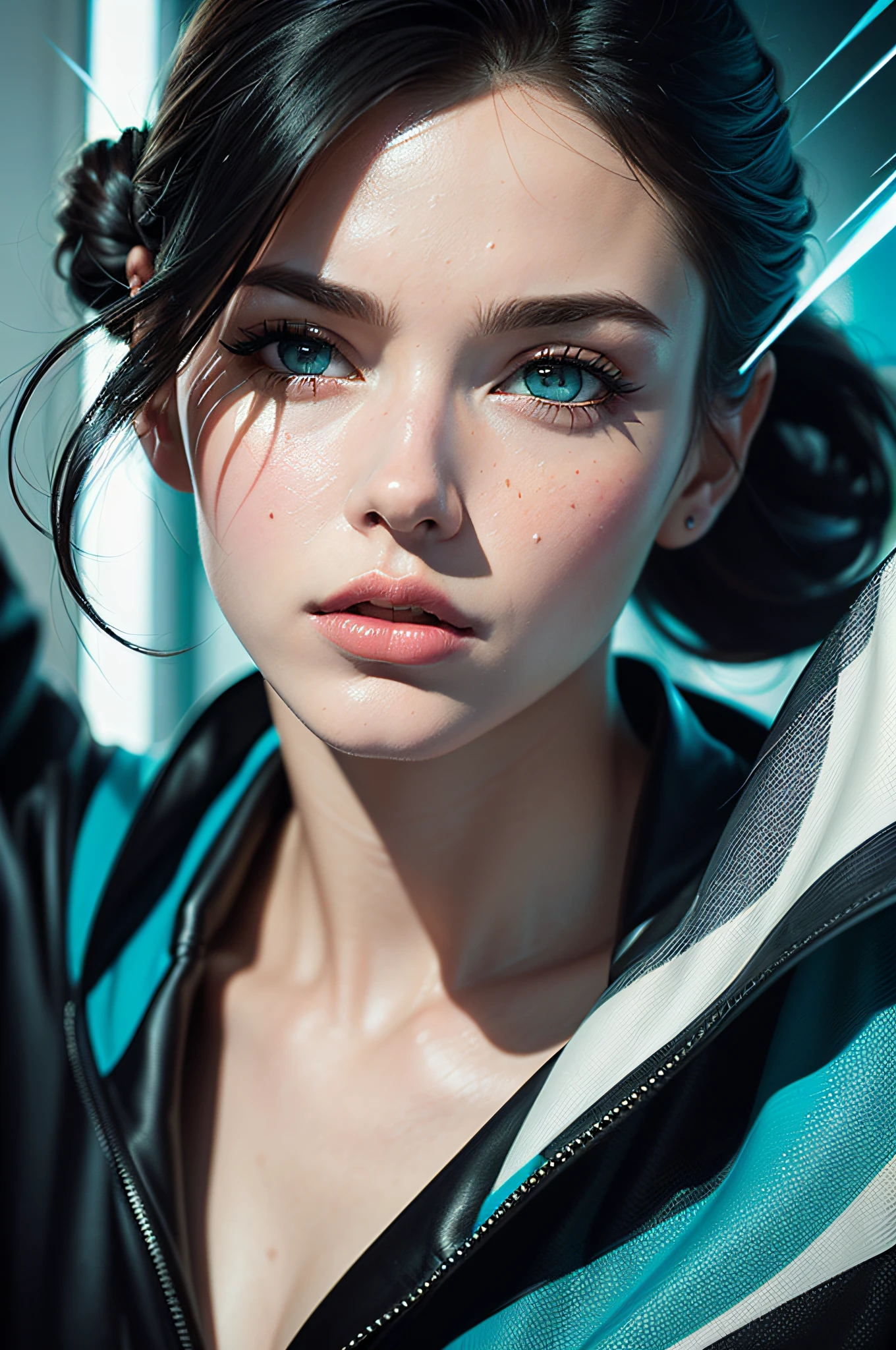 best quality, masterpiece, (realistic:1.2), detailed face, beautiful eyes, (masterpiece, top quality, best quality, official art, beautiful and aesthetic:1.2), (1girl:1.4), extreme detailed, (Joshua Middleton comic cover art:1.1), (Action painting:1.2), (concretism:1.2), theater dance scene, (hypermaximalistic:1.5), colorful, highest detailed,