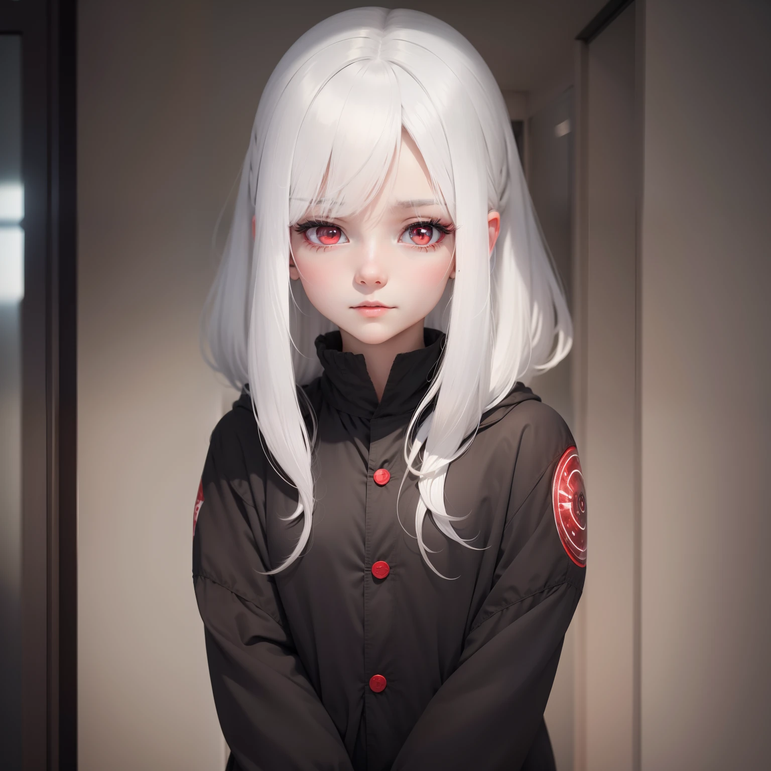 White hair, red eyes, girl