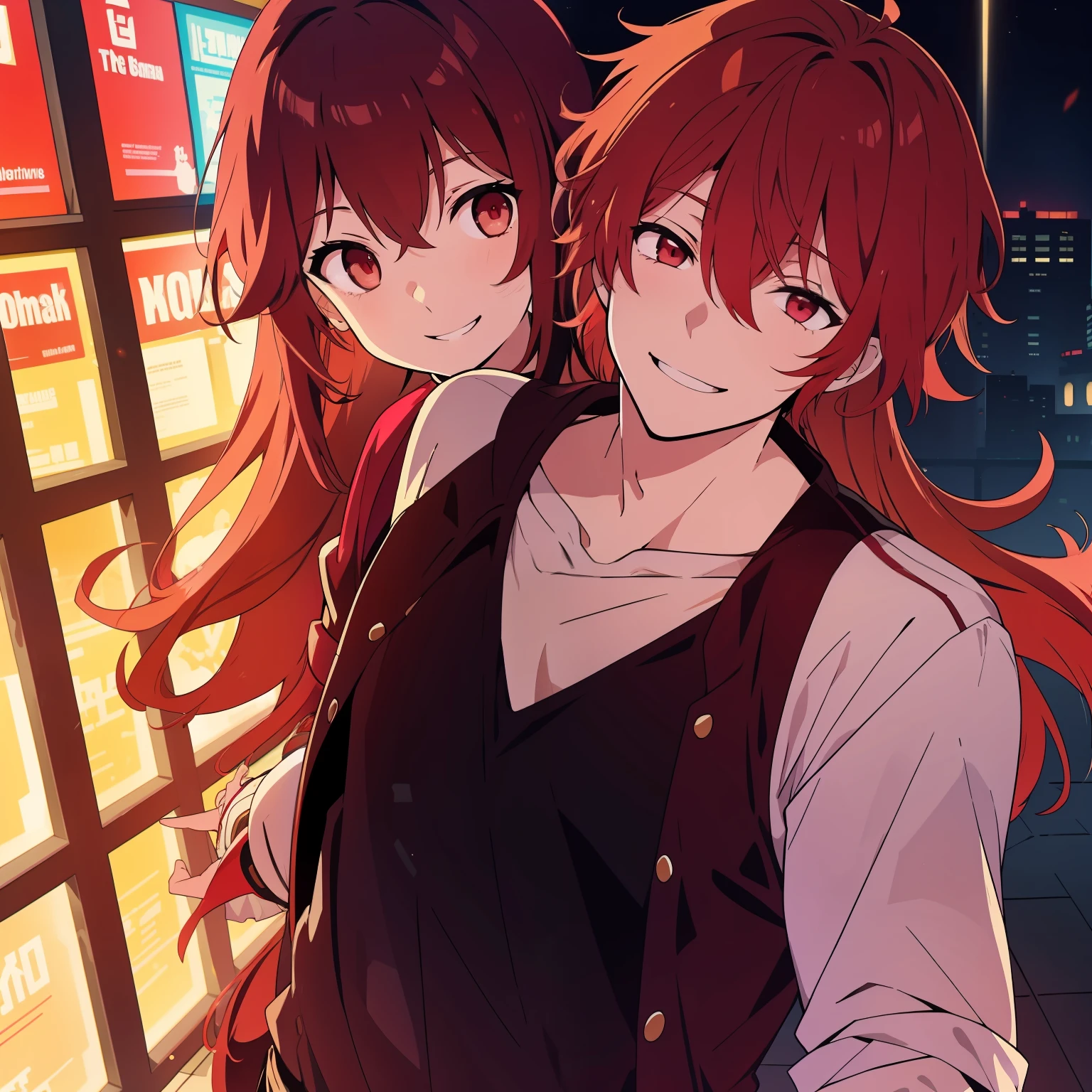 The brunette woman is looking at a picture of her and the red-haired man, smiling and happy. She had a headline that said: "A tragedy, ridiculous, And sad stories.”
