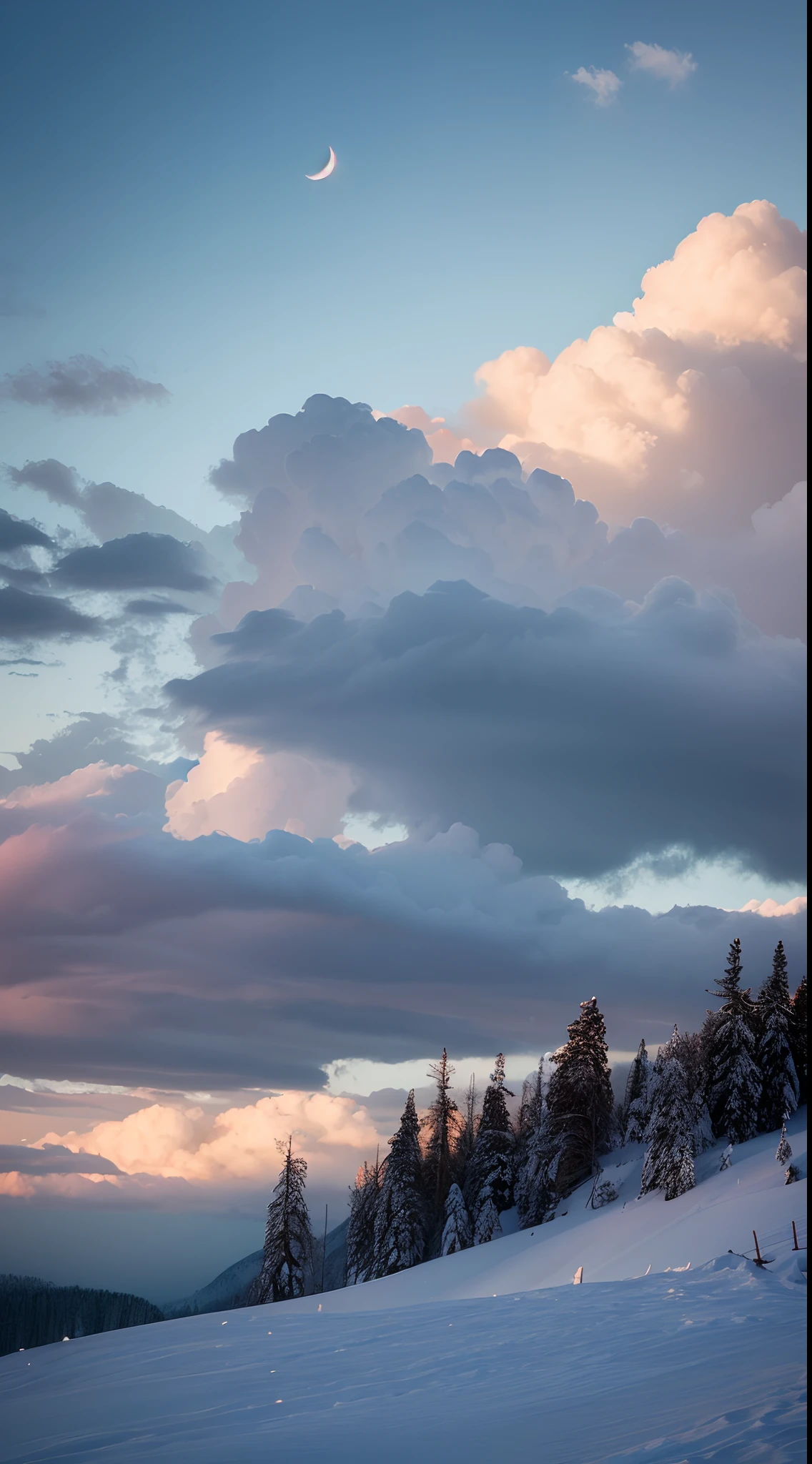 Skysky,Colorful auspicious clouds,Thick snow,8K wallpapers,extreme beautiful,winning artwork