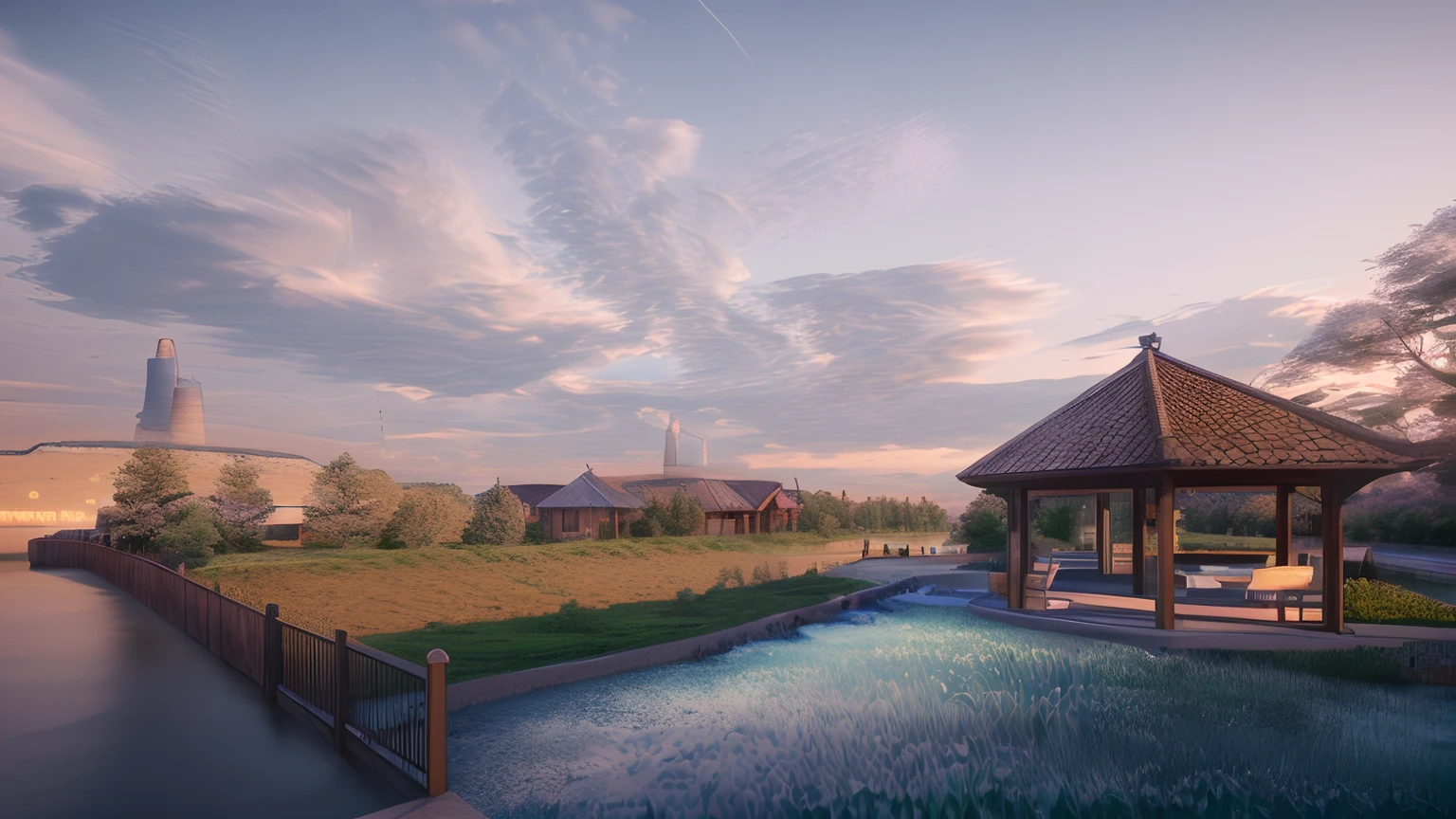 river, detailed scenic view, realistic render, highly detailed render, semi - realistic render, realistic rendering, architectural visualization, a photorealistic rendering, rendering, realistic scene, landscape view, hyper - realistic render, hyper-realistic render, perspective view, digital rendering
