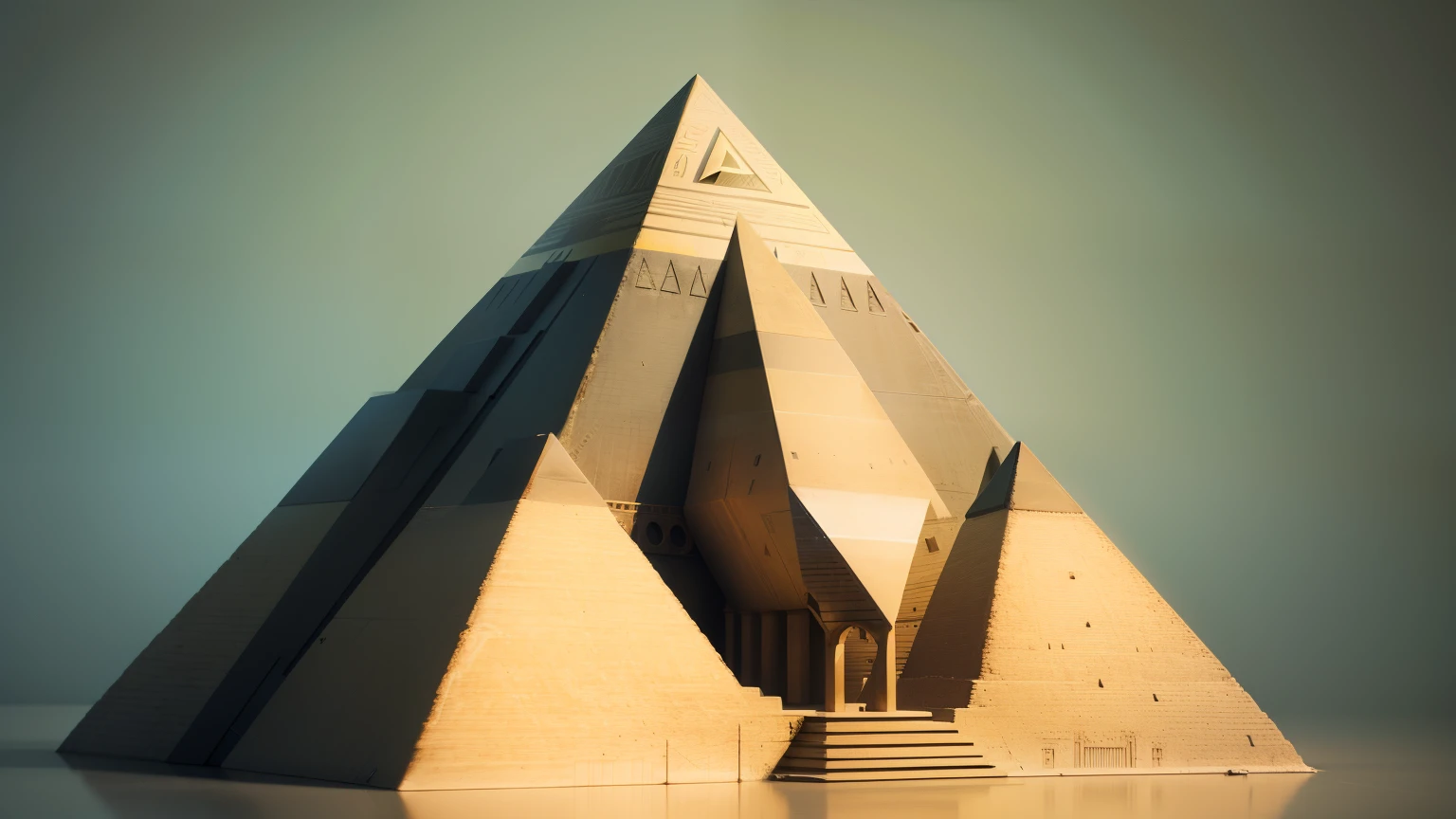 Pyramid abstract mechanical rectangular geometry
